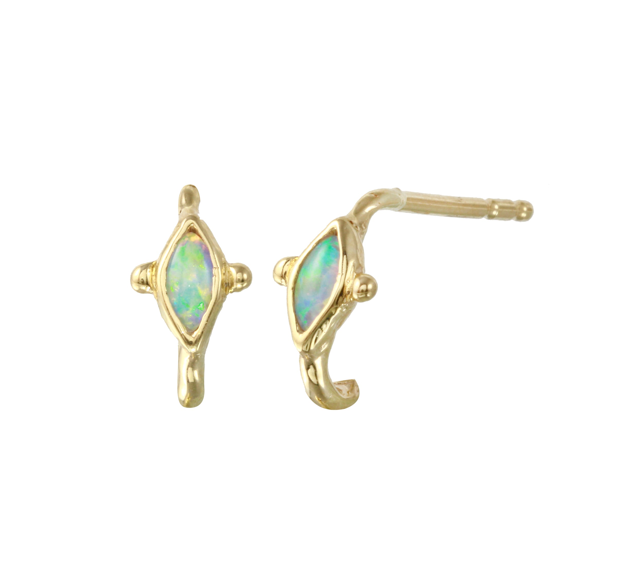 Marquise Half Hoop Stud, Opal Stud Earrings Jaine K Designs   