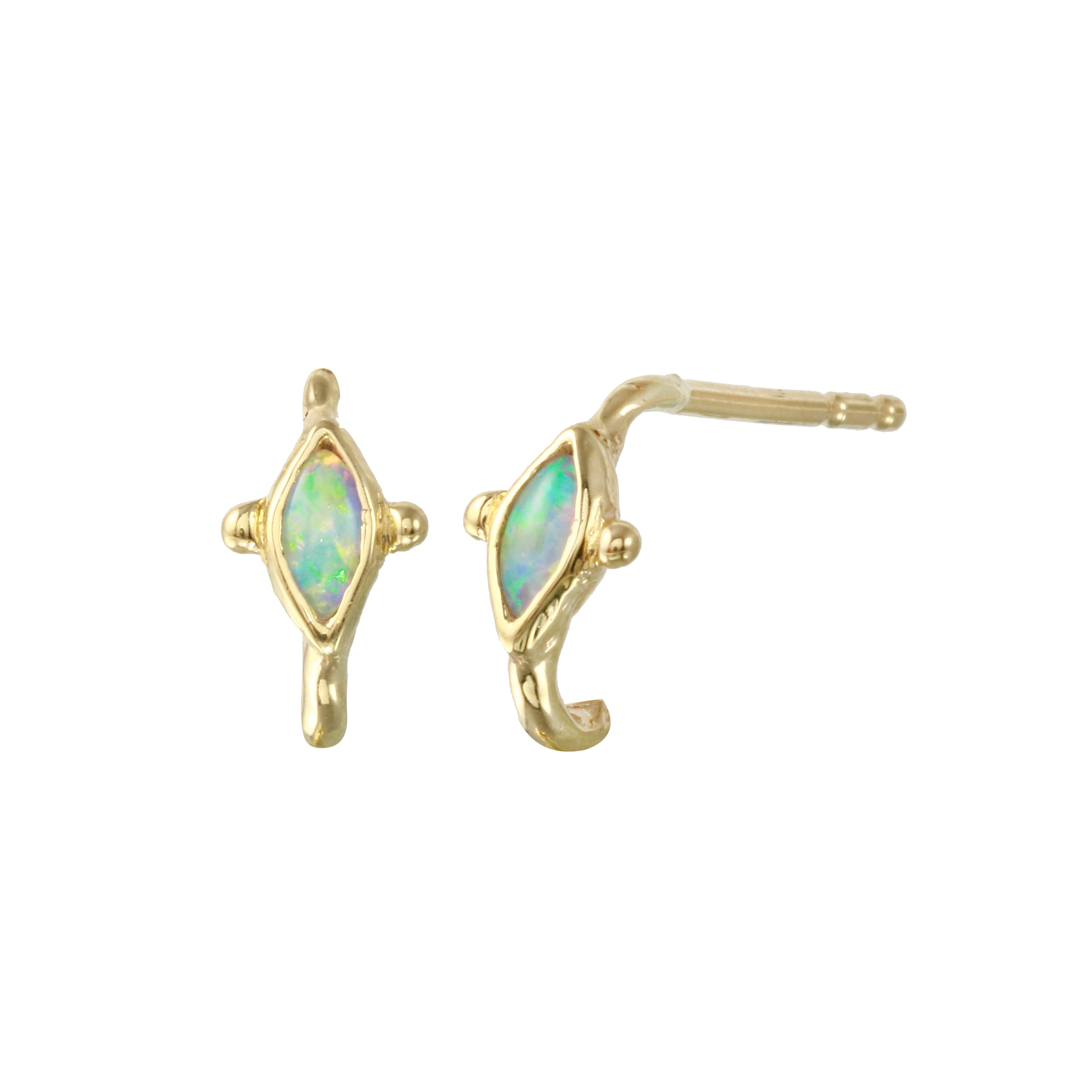 Marquise Half Hoop Stud, Opal Stud Earrings Jaine K Designs   