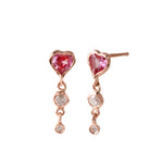 Heart Triple Dangle Earring, Topaz Stud Earrings Jaine K Designs Rose Gold  