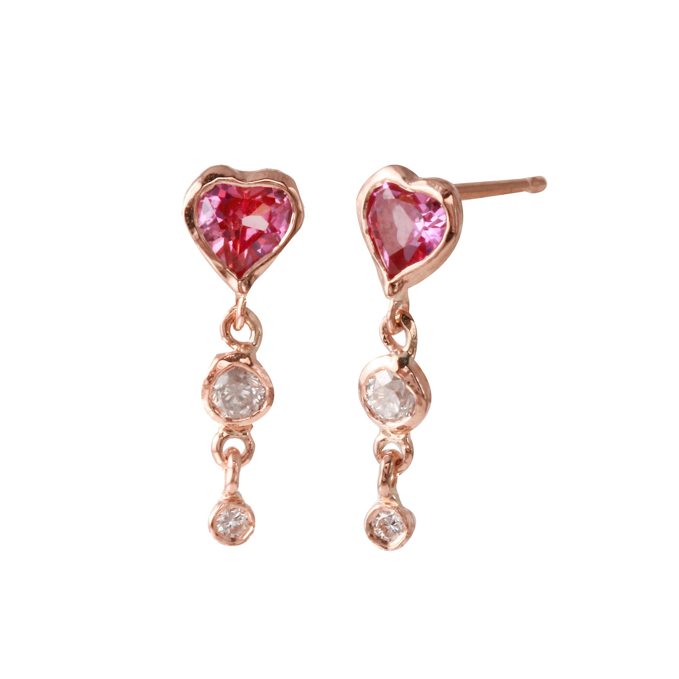 Topaz Heart Diamond Dangle Earring Stud Earrings Jaine K Designs Pair