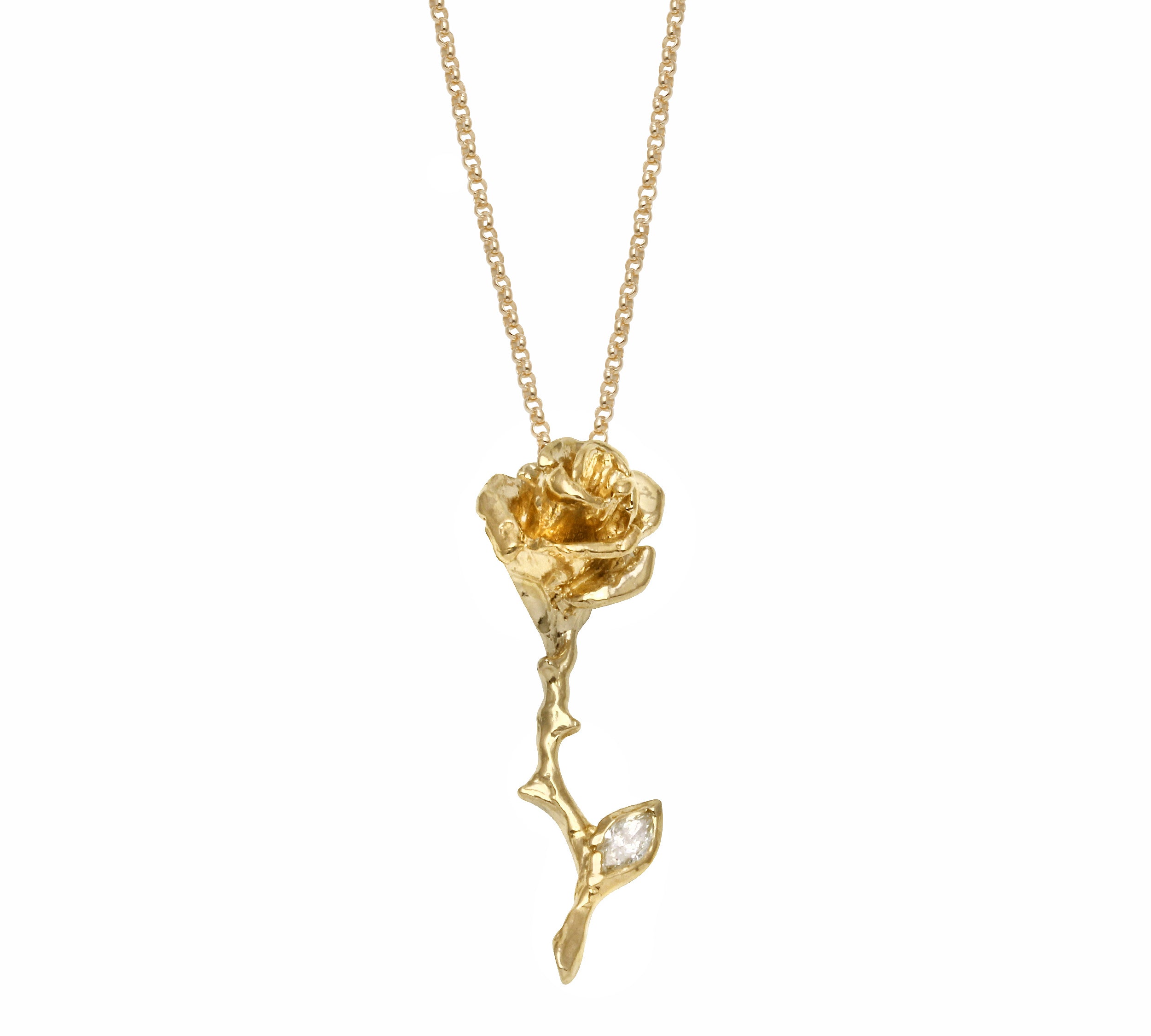 Love & Beauty is the Rose Necklace Pendant Jaine K Designs Yellow Gold  