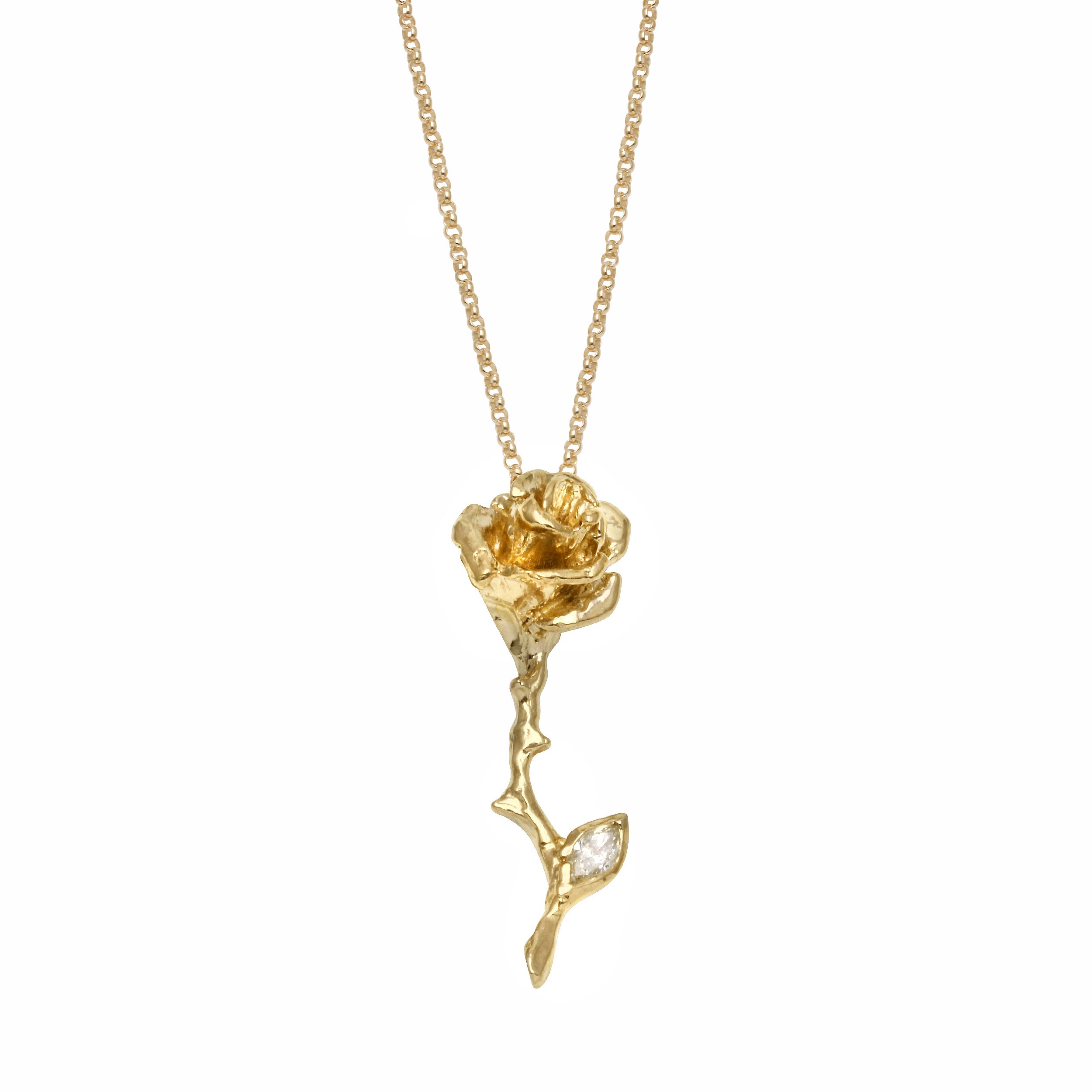 Love & Beauty is the Rose Necklace Pendant Necklace Jaine K Designs Yellow Gold