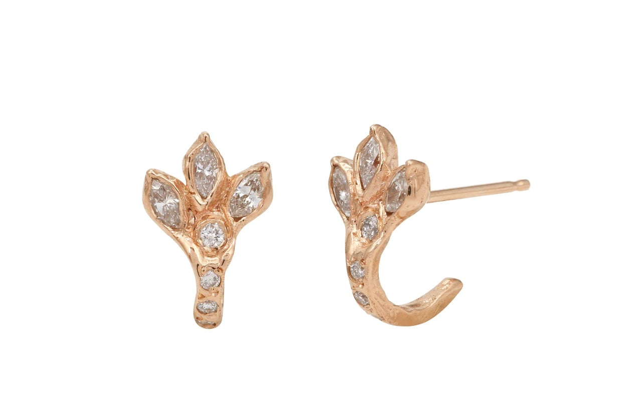 Dragon Claw Diamond Pave Hoop Stud Stud Earrings Jaine K Designs Rose Gold  