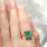 Square Emerald Glow Ring Cocktail Elisabeth Bell Jewelry   