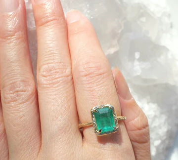 Square Emerald Glow Ring Cocktail Elisabeth Bell Jewelry   