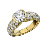 Diamond Encrusted Classic Half Bezel Solitaire Ring Cocktail Ring House of RAVN   