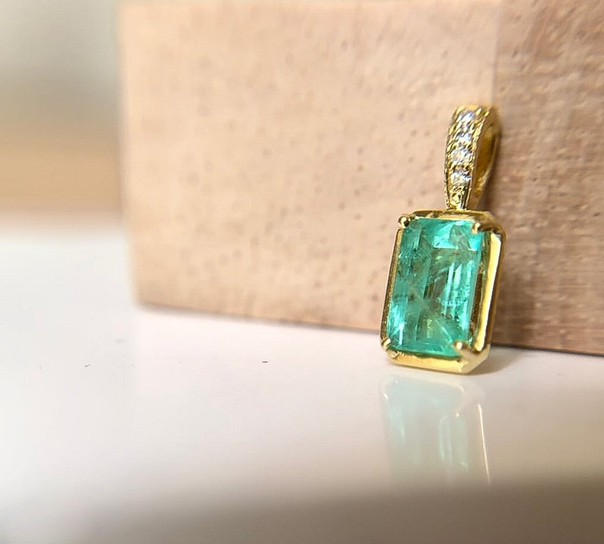 OOAK Rectangular Emerald Pendant with Diamonds Pendant Amy Gregg Jewelry   