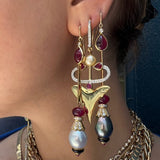 Pearl Ruby Drop Earrings Drop Hanut Singh   