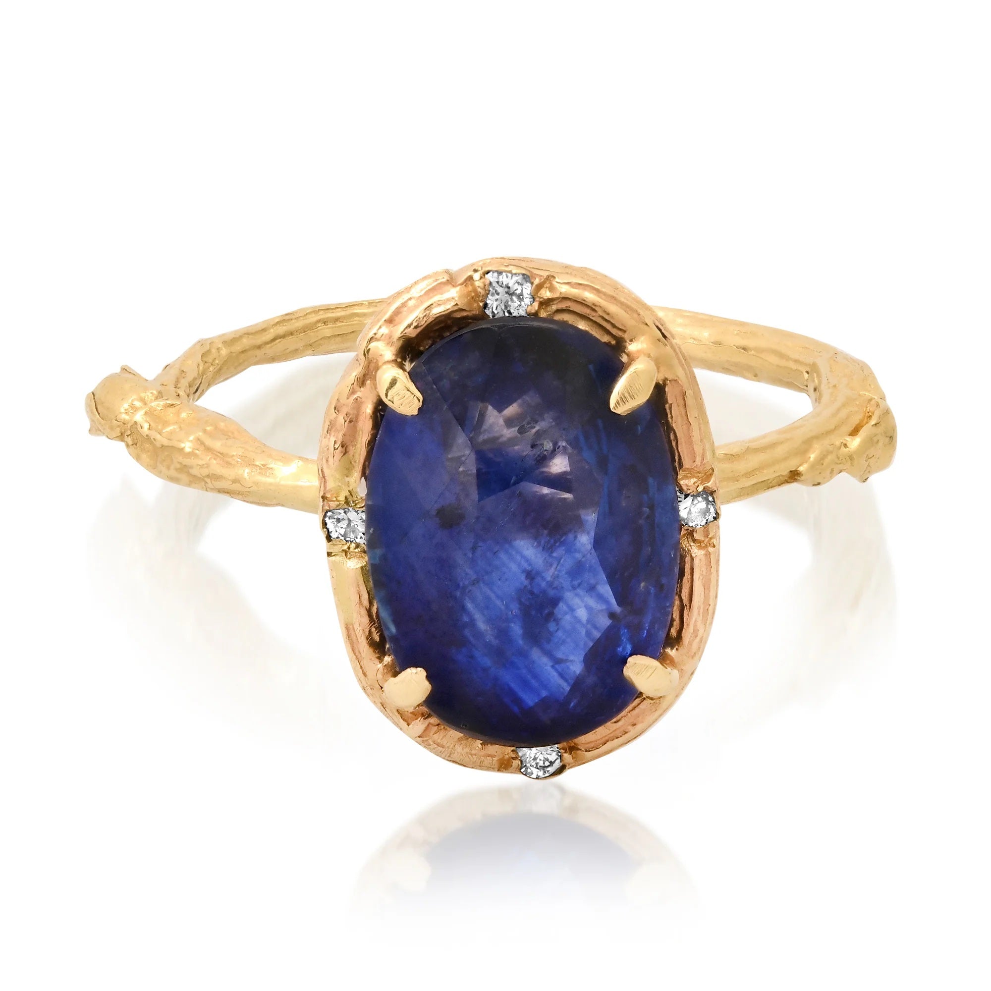 Ceylon Sapphire Ring with Diamonds Cocktail Ring Elisabeth Bell Jewelry