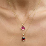 Garnet Drop Necklace Pendant Elisabeth Bell Jewelry   