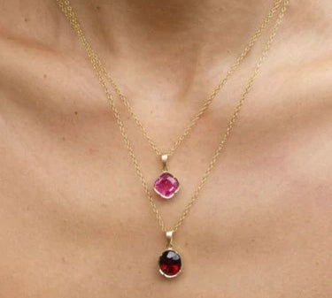 Garnet Drop Necklace Pendant Elisabeth Bell Jewelry   