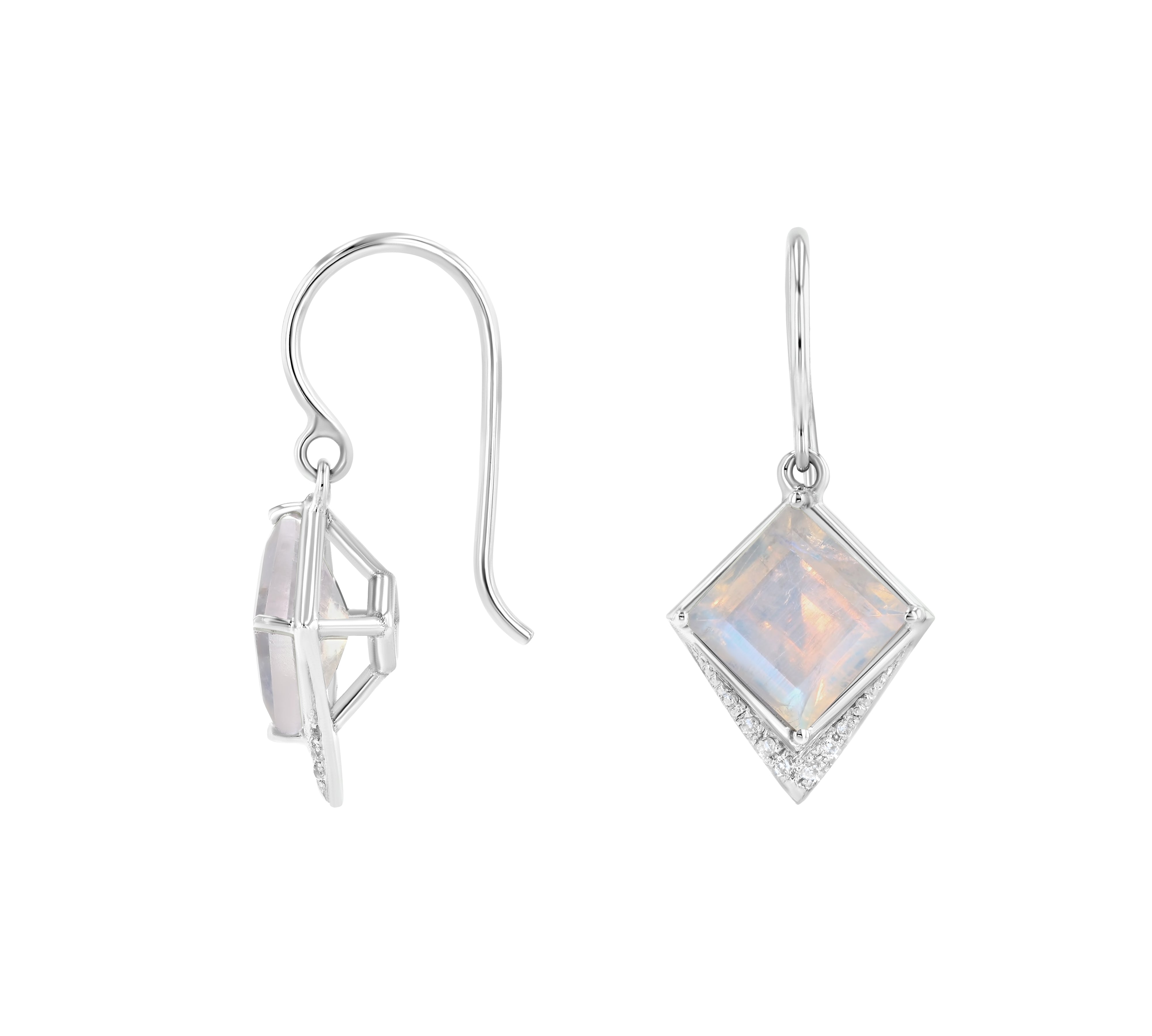 Rainbow Moonstone Dagger Earrings Drop Earrings Amy Gregg Jewelry   