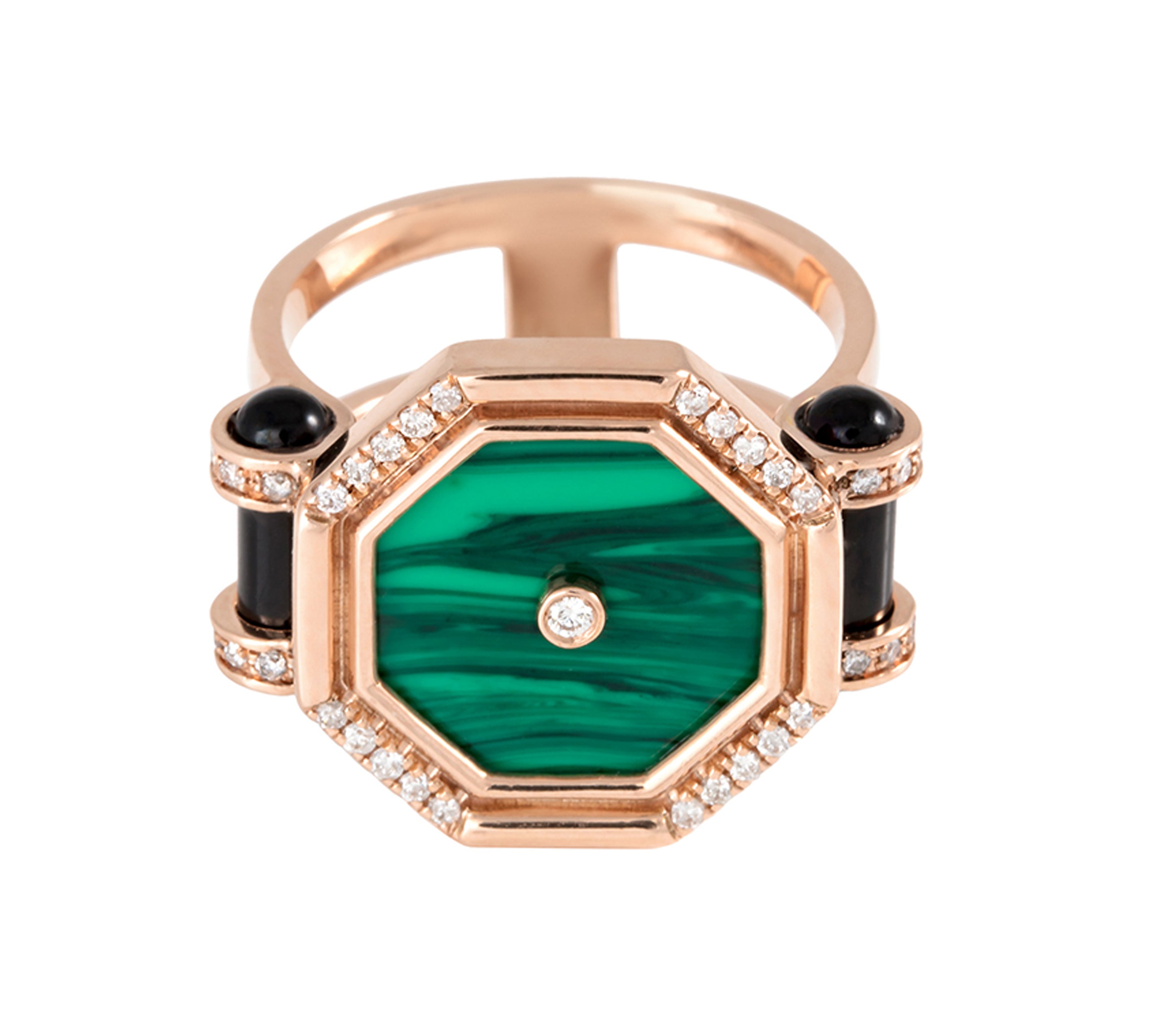 Malachite Hexagon Amulet Ring Cocktail Latelier Nawbar   