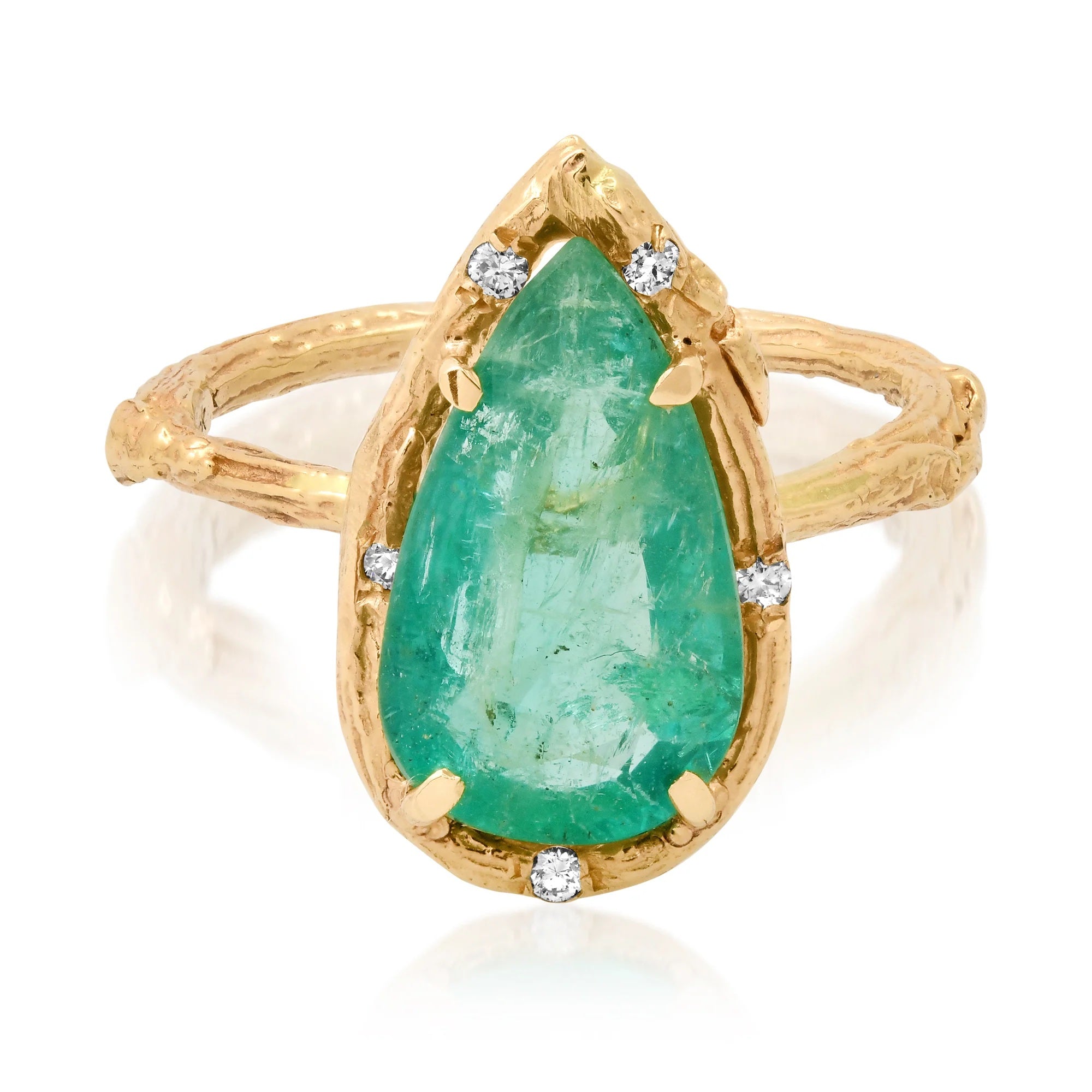 Pear Emerald Ring Cocktail Ring Elisabeth Bell Jewelry   