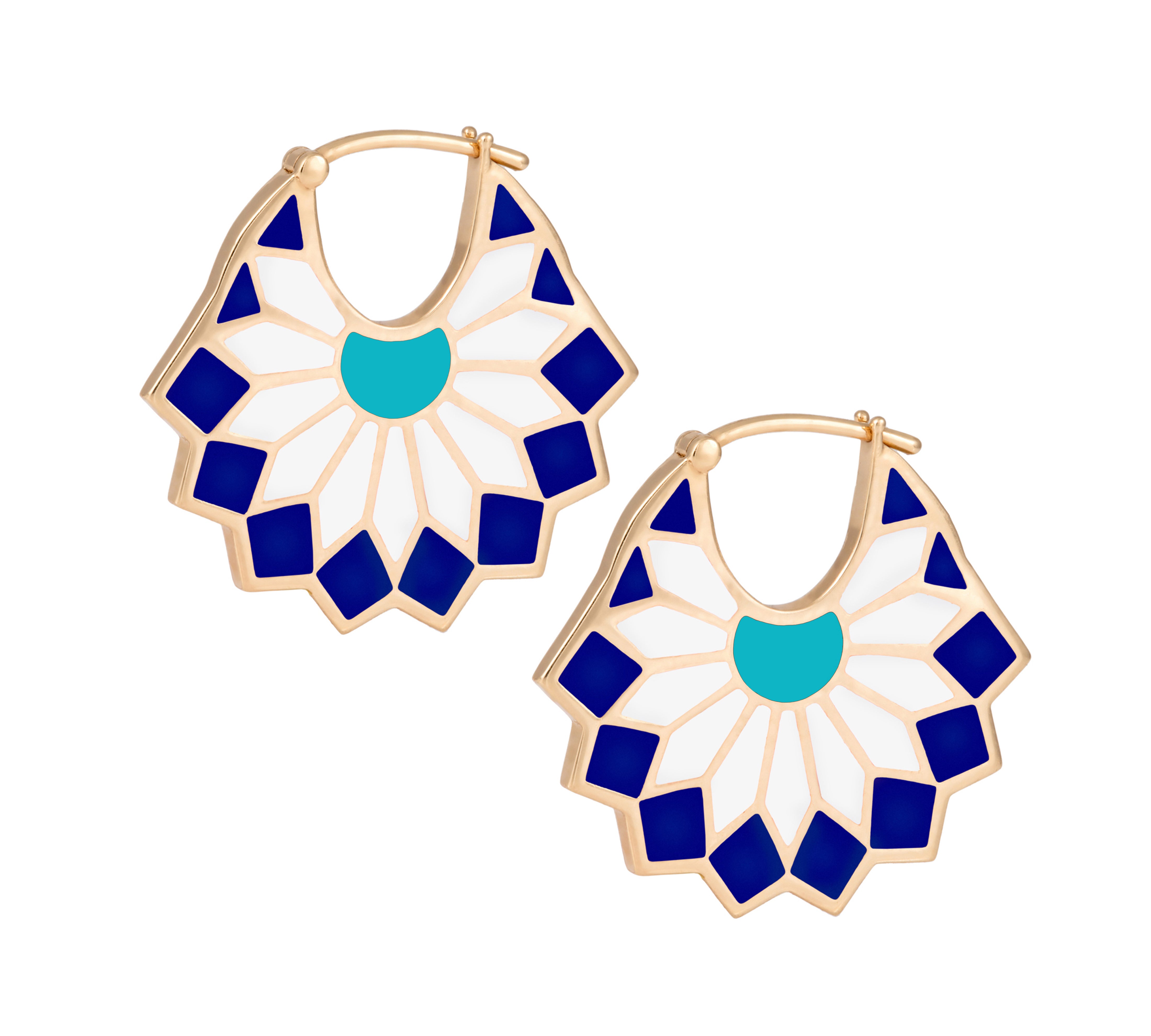 Lady Sursock Earrings, Size Three Hoops Earrings Latelier Nawbar Blue  