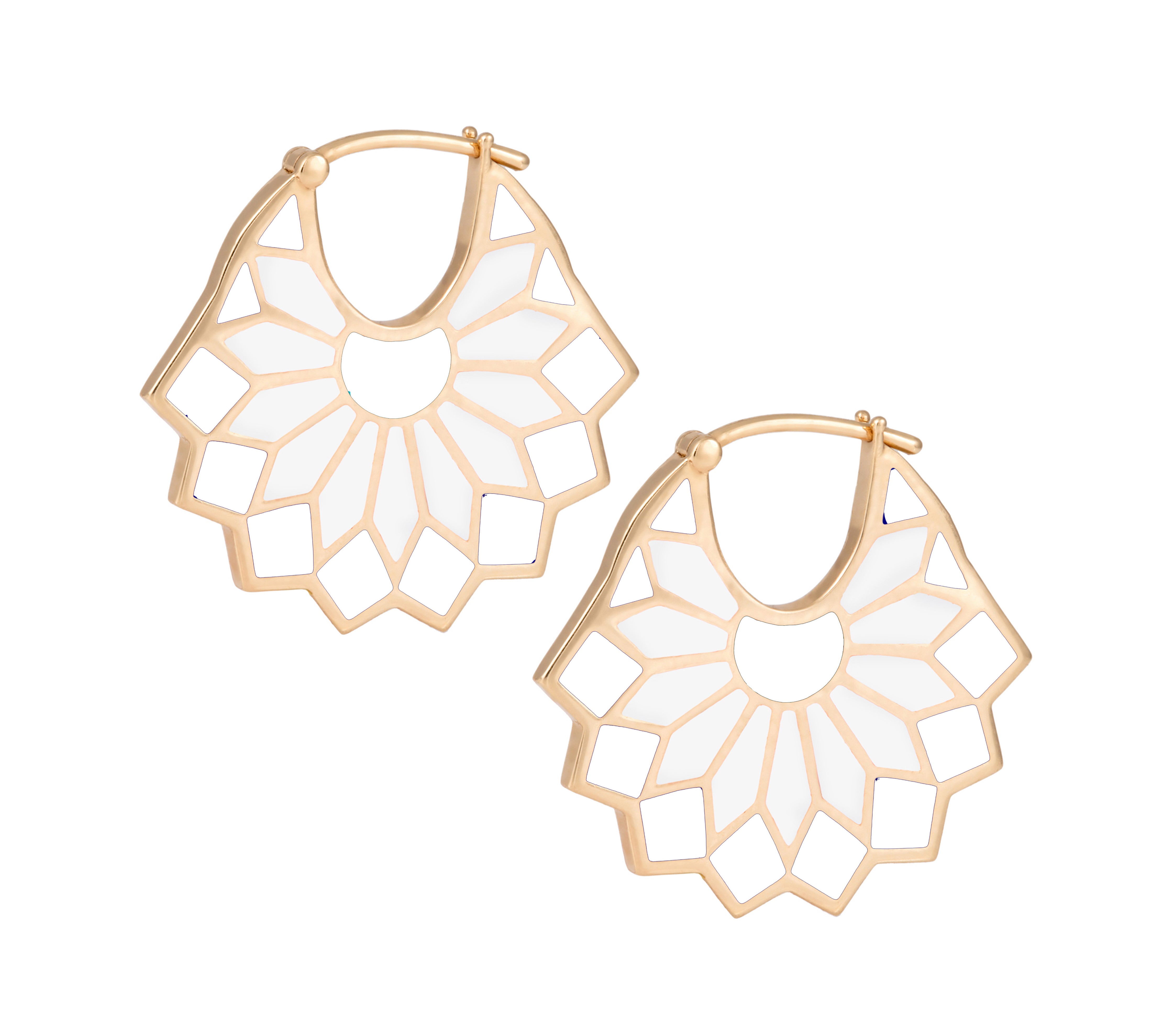 Lady Sursock Earrings, Size Three Hoops Earrings Latelier Nawbar White  