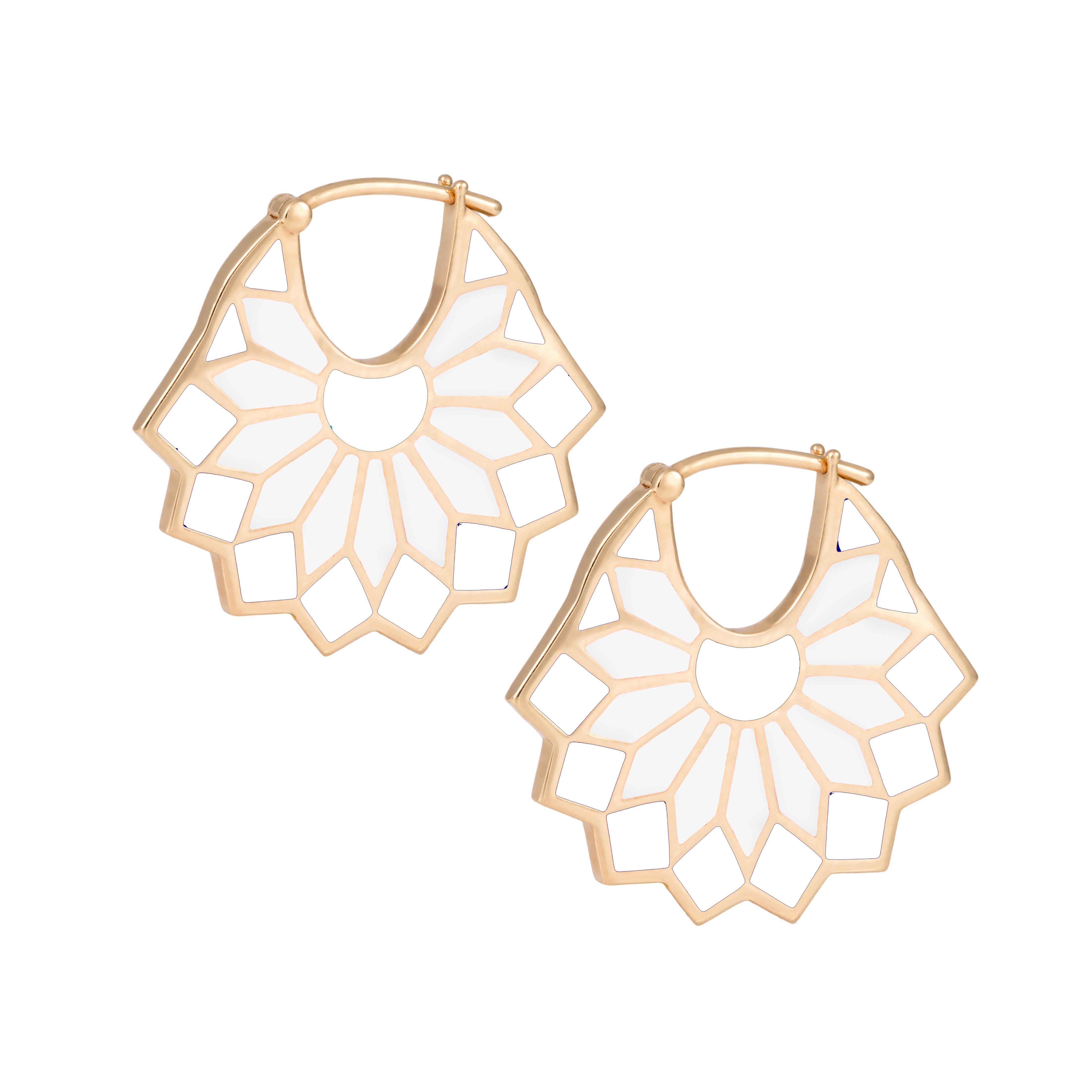 Lady Sursock Earrings, Size Three Hoops Earrings Latelier Nawbar White  