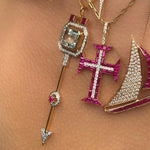 Aquamarine Ruby Arrow Pendant Necklace Pendant Necklace Hanut Singh