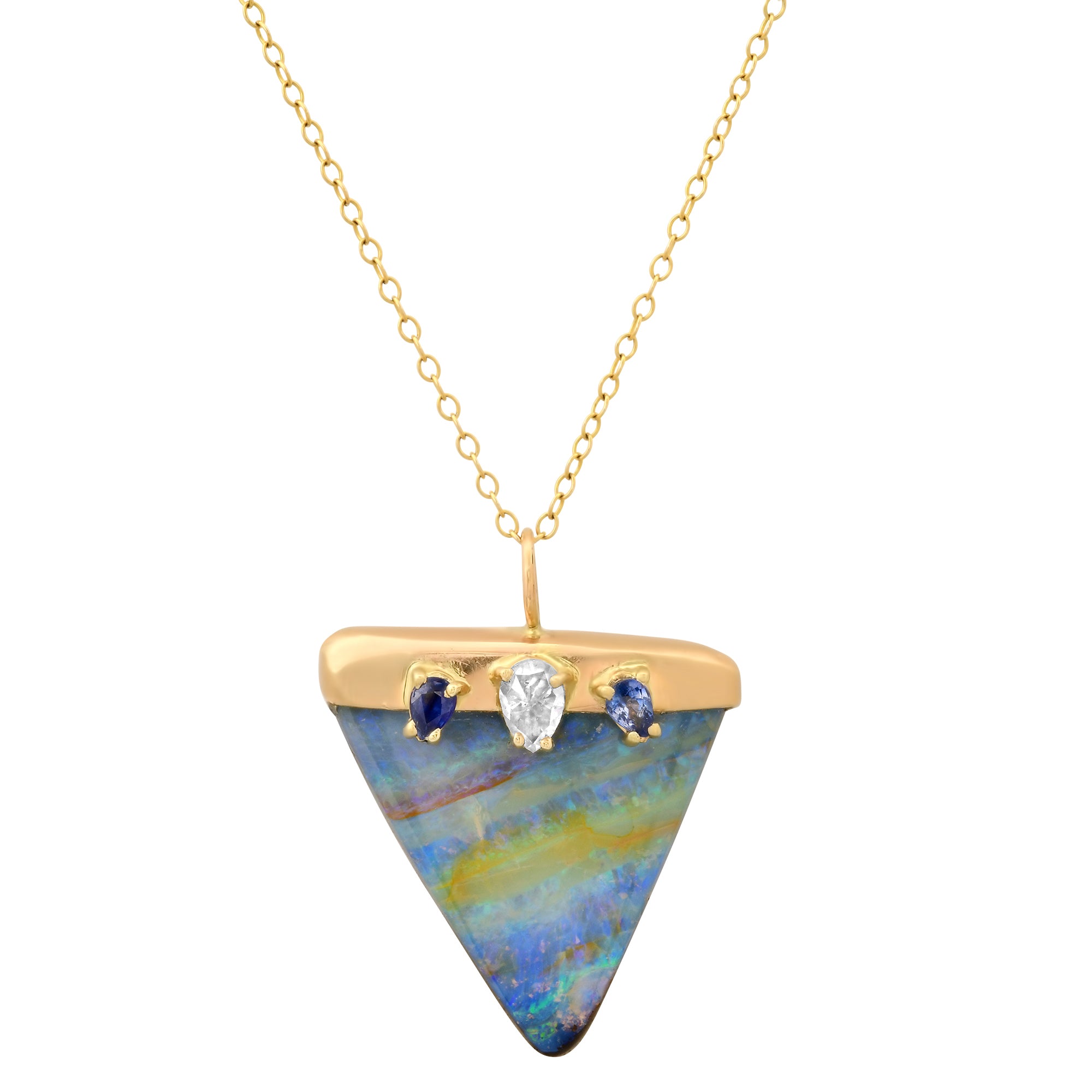 Triangle Opal Necklace Pendant Necklace Elisabeth Bell Jewelry