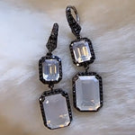 Emerald Cut Moon Quartz Earrings Drop Earrings Goshwara   