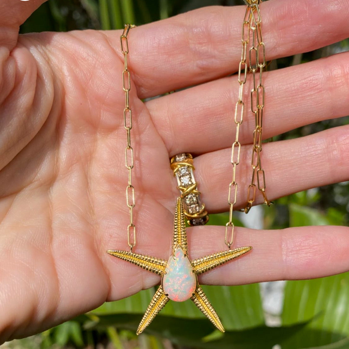 Opal Starfish Necklace Necklace Elisabeth Bell Jewelry   