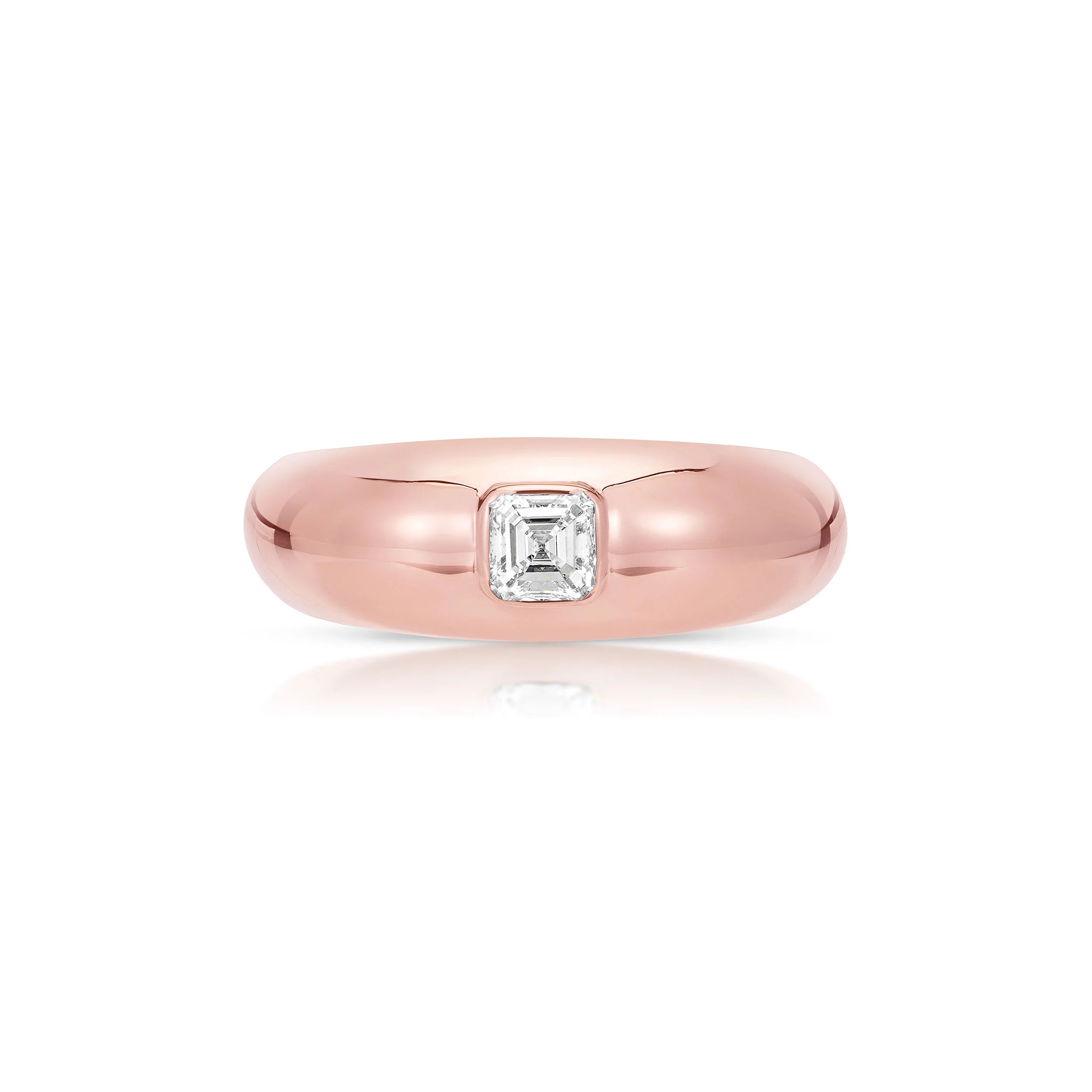 Asscher Dome Ring Band Carbon and Hyde Rose Gold  