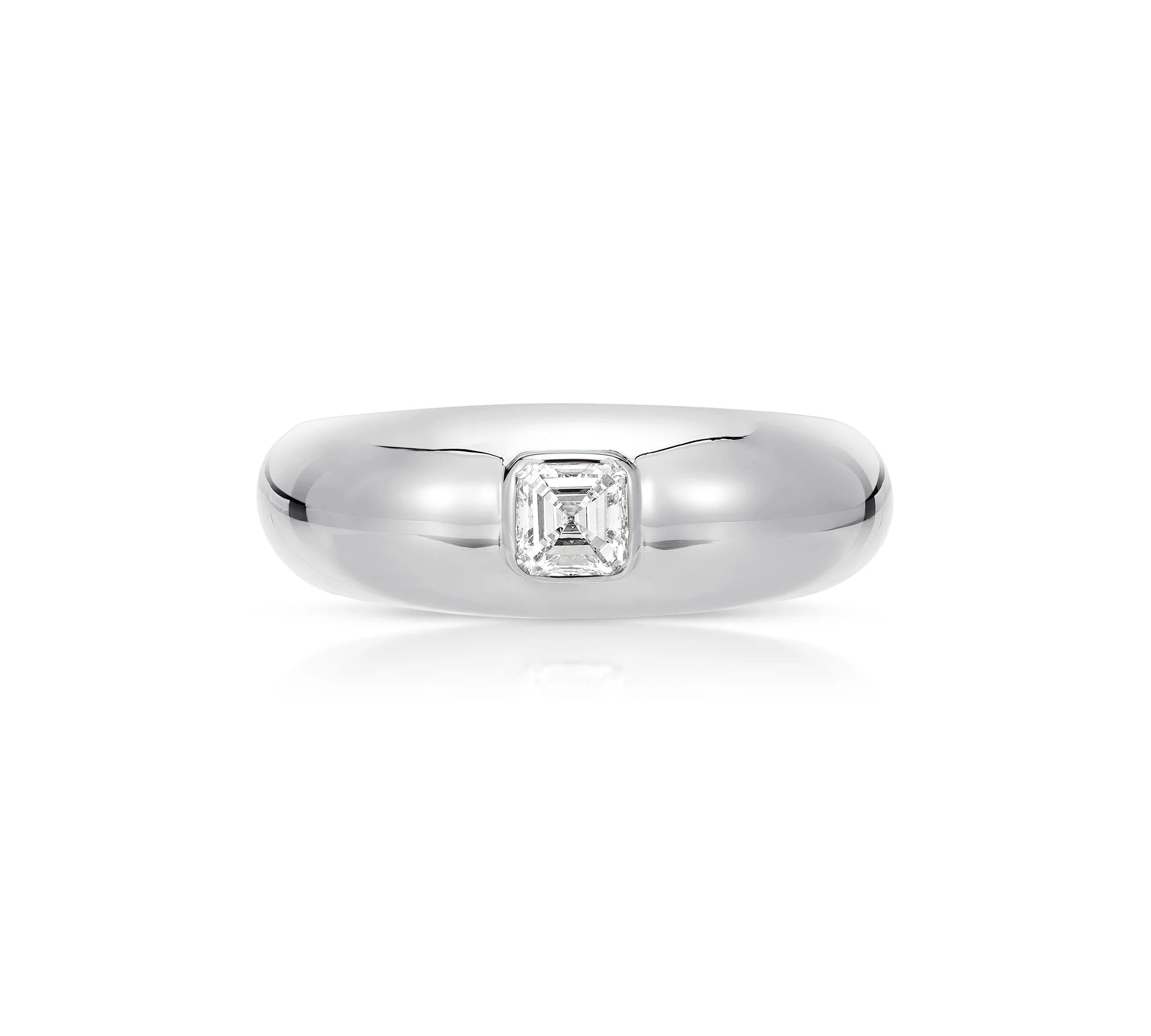 Asscher Dome Ring Band Carbon and Hyde White Gold  