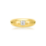 Asscher Dome Ring Band Carbon and Hyde Yellow Gold  
