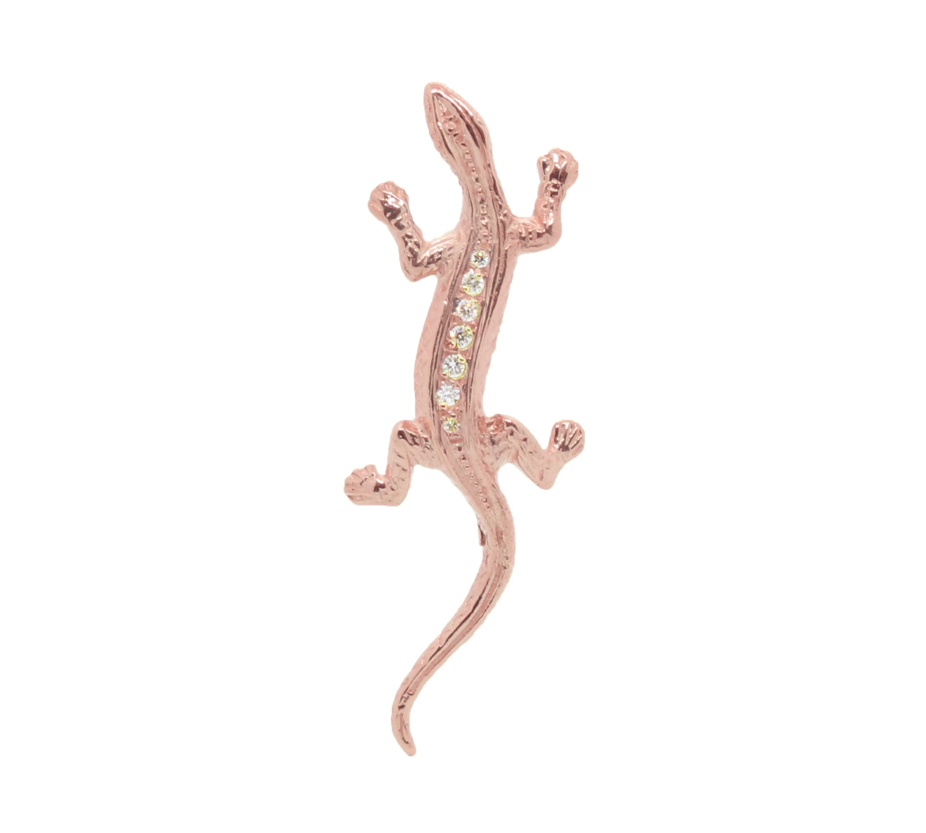 Baby Lizard Earring with Diamonds Earrings Roseark Deux Rose gold