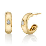 Pear Shaped Diamond Tube Hoop Huggie Earrings Roseark Deux   