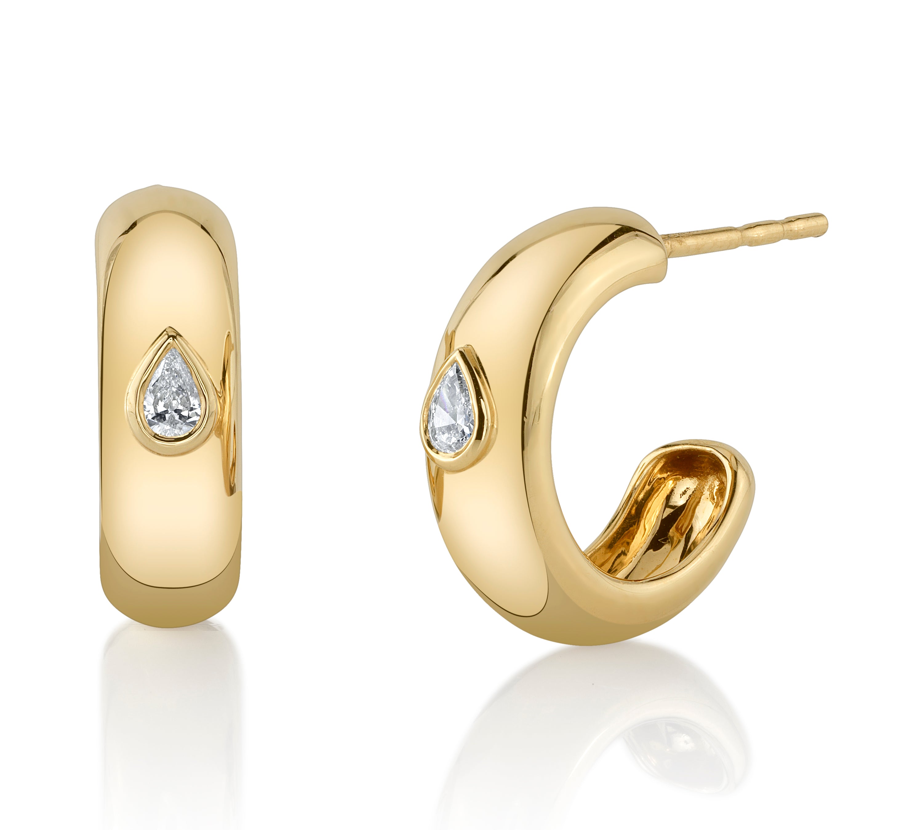 Pear Shaped Diamond Tube Hoop Huggie Earrings Roseark Deux   