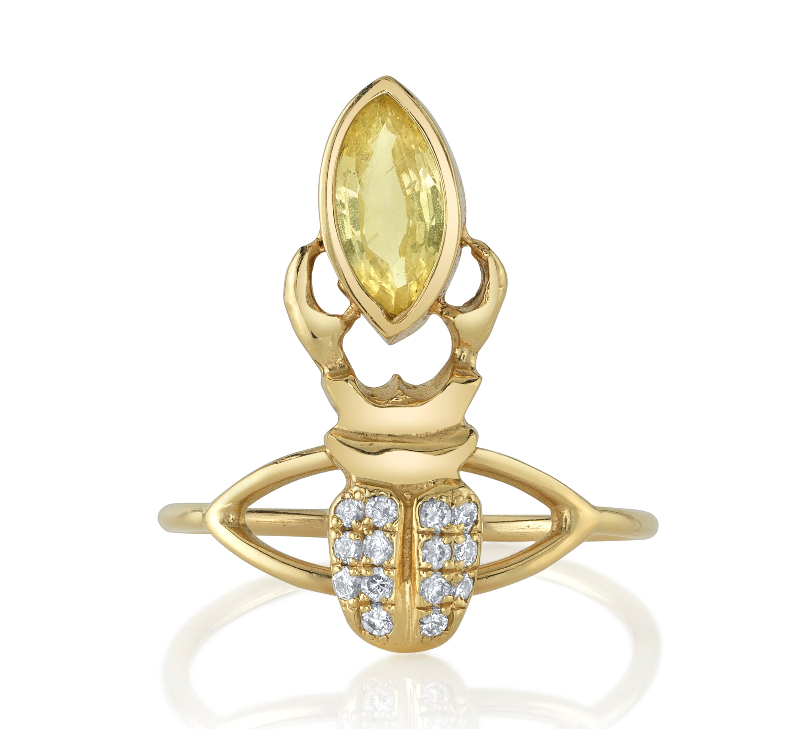 Khepri Ring, White Diamond and Yellow Sapphire Midi Sale   