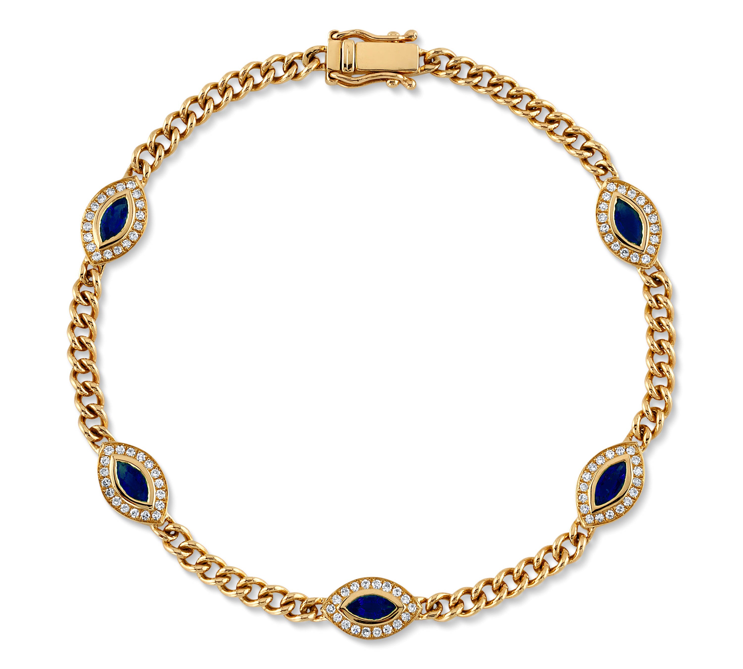 'All Seeing Eye' Chain Bracelet with Stones Chain Bracelet Roseark Deux Blue Sapphire  