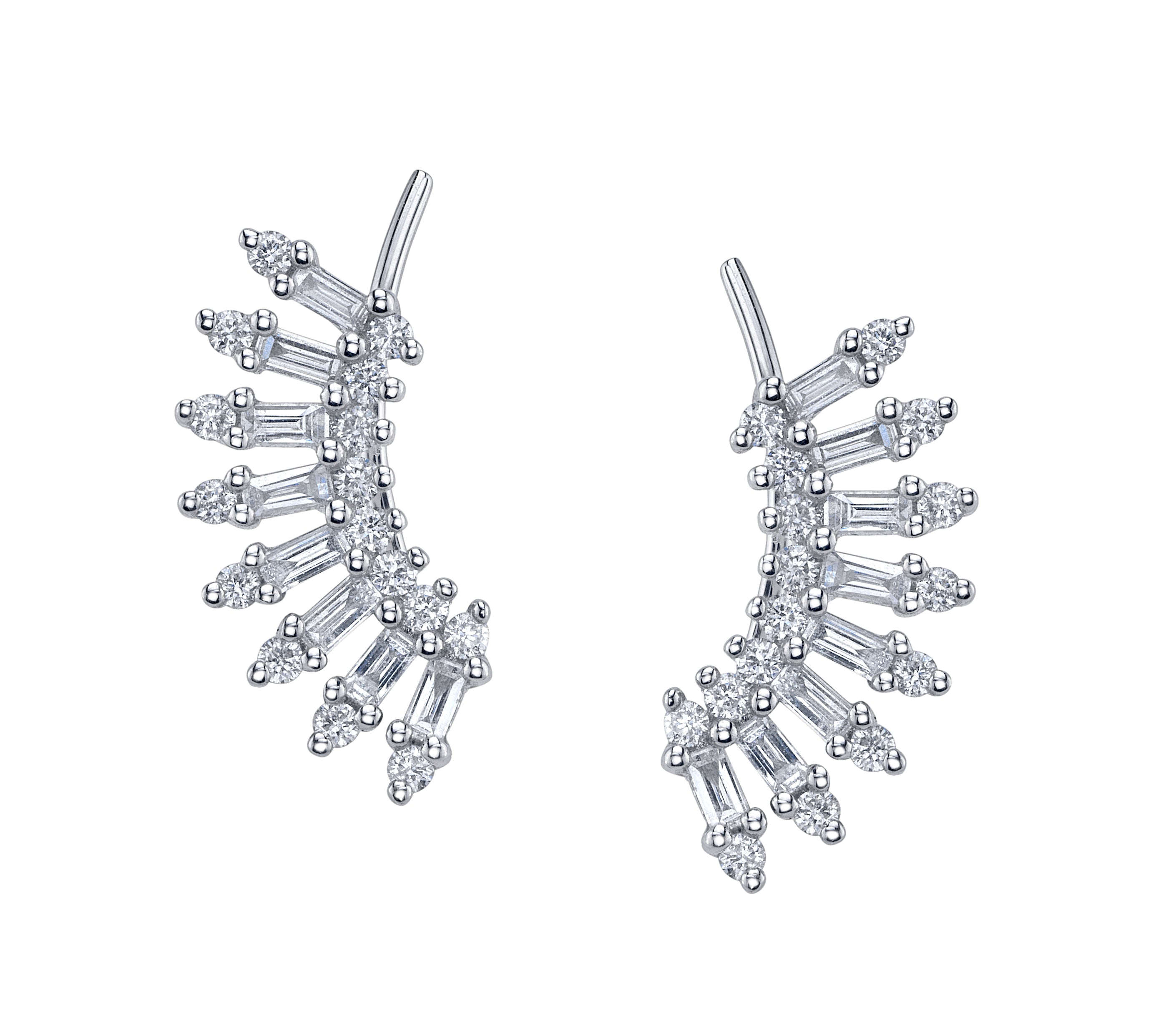 Diamond Burst Climber Earrings Ear Crawler Earring Roseark Deux Pair