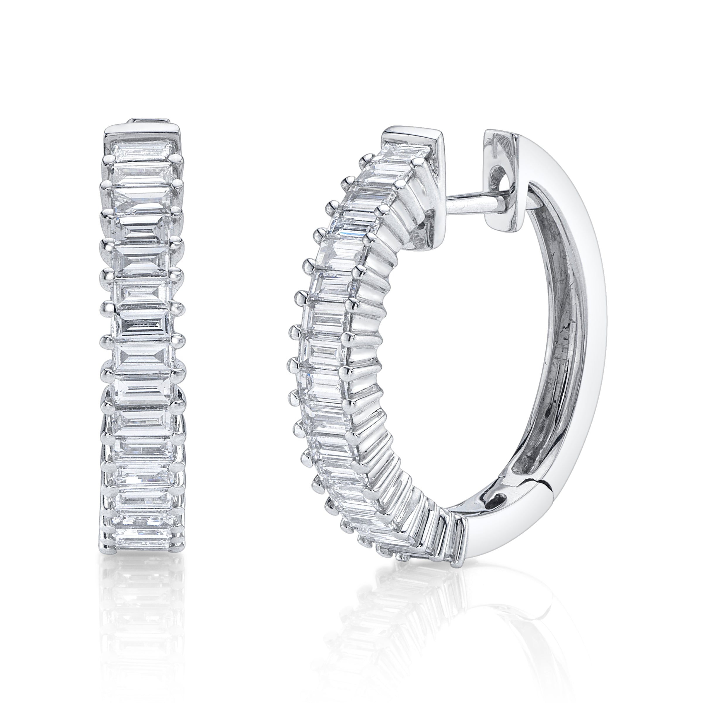 Emerald-Cut Diamond Prong Hoop Hoop Earrings Roseark Deux Pair