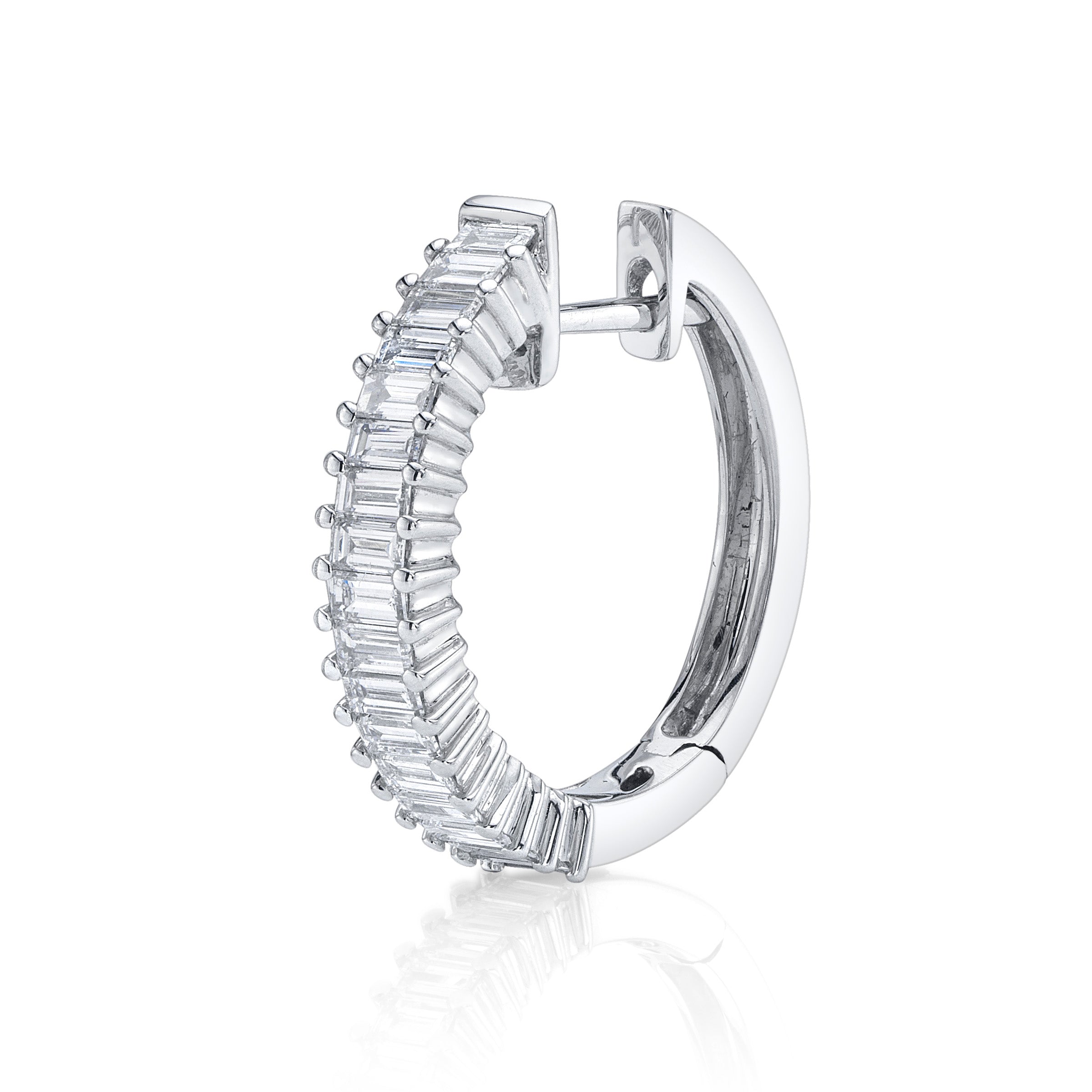 Emerald-Cut Diamond Prong Hoop Hoop Earrings Roseark Deux Single