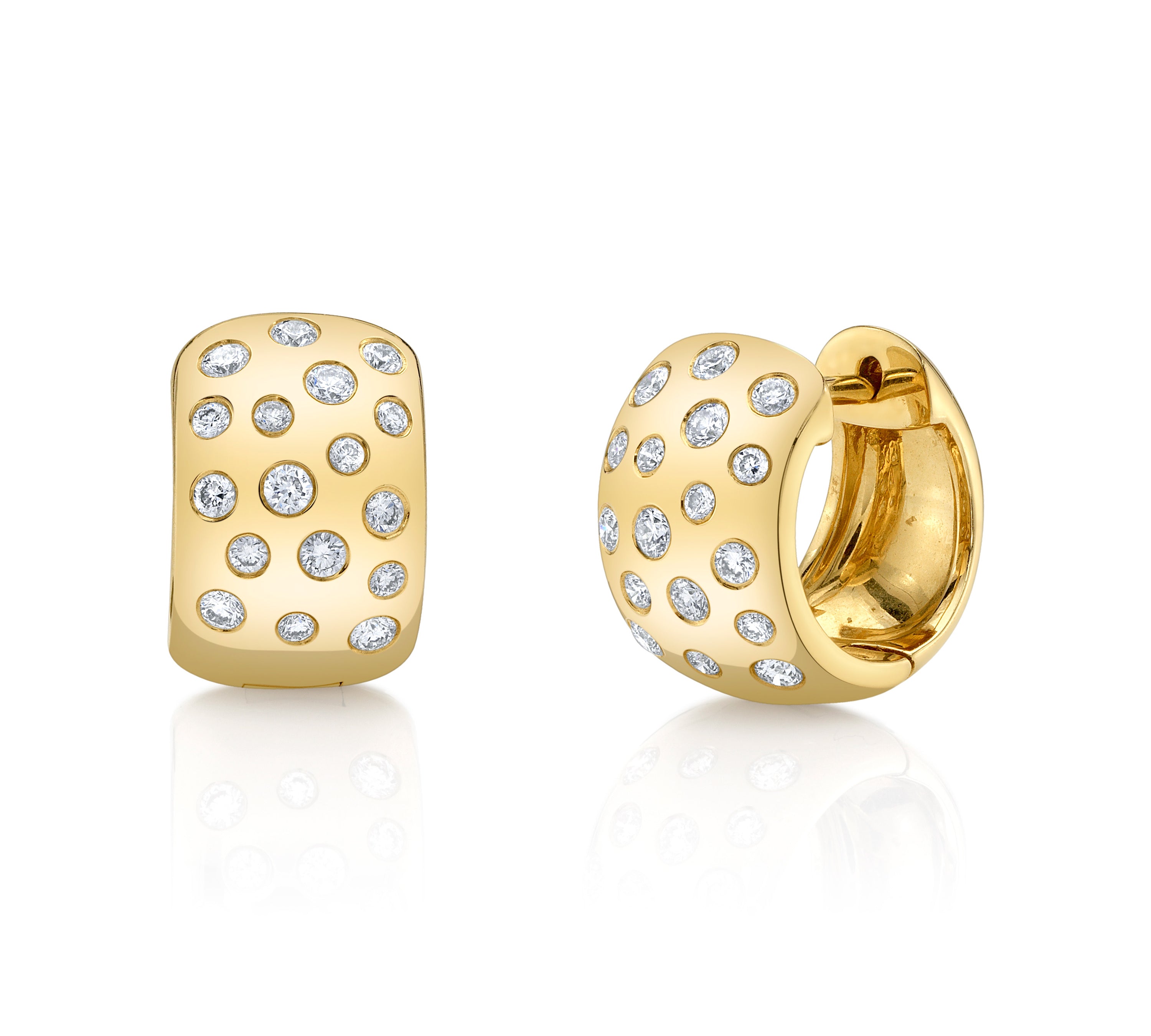 Sprinkled Diamond Thick Huggie Huggie Earrings Roseark Deux Pair