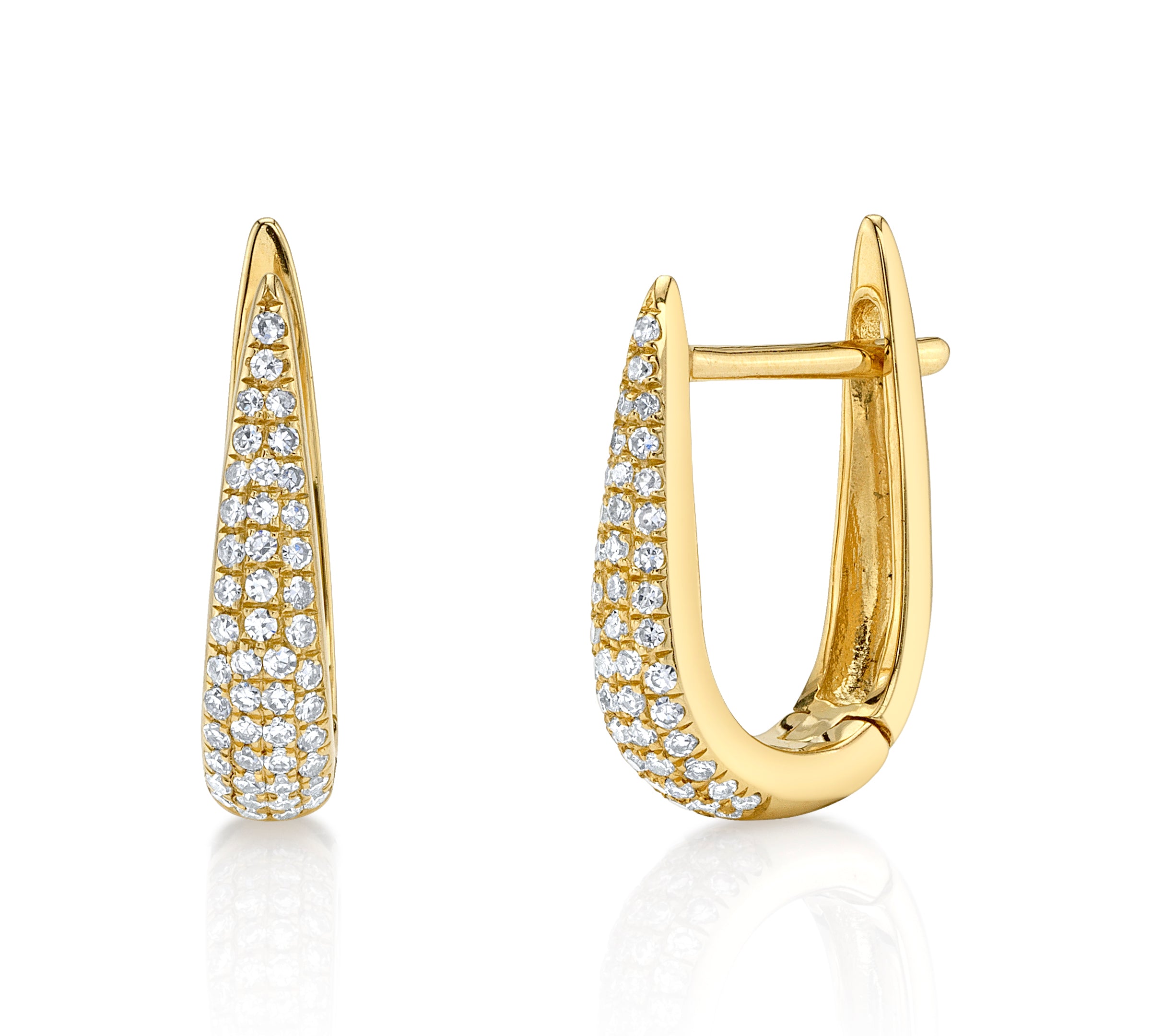 Pave Diamond Pointed-Tear Hoop Hoop Earrings Roseark Deux Pair