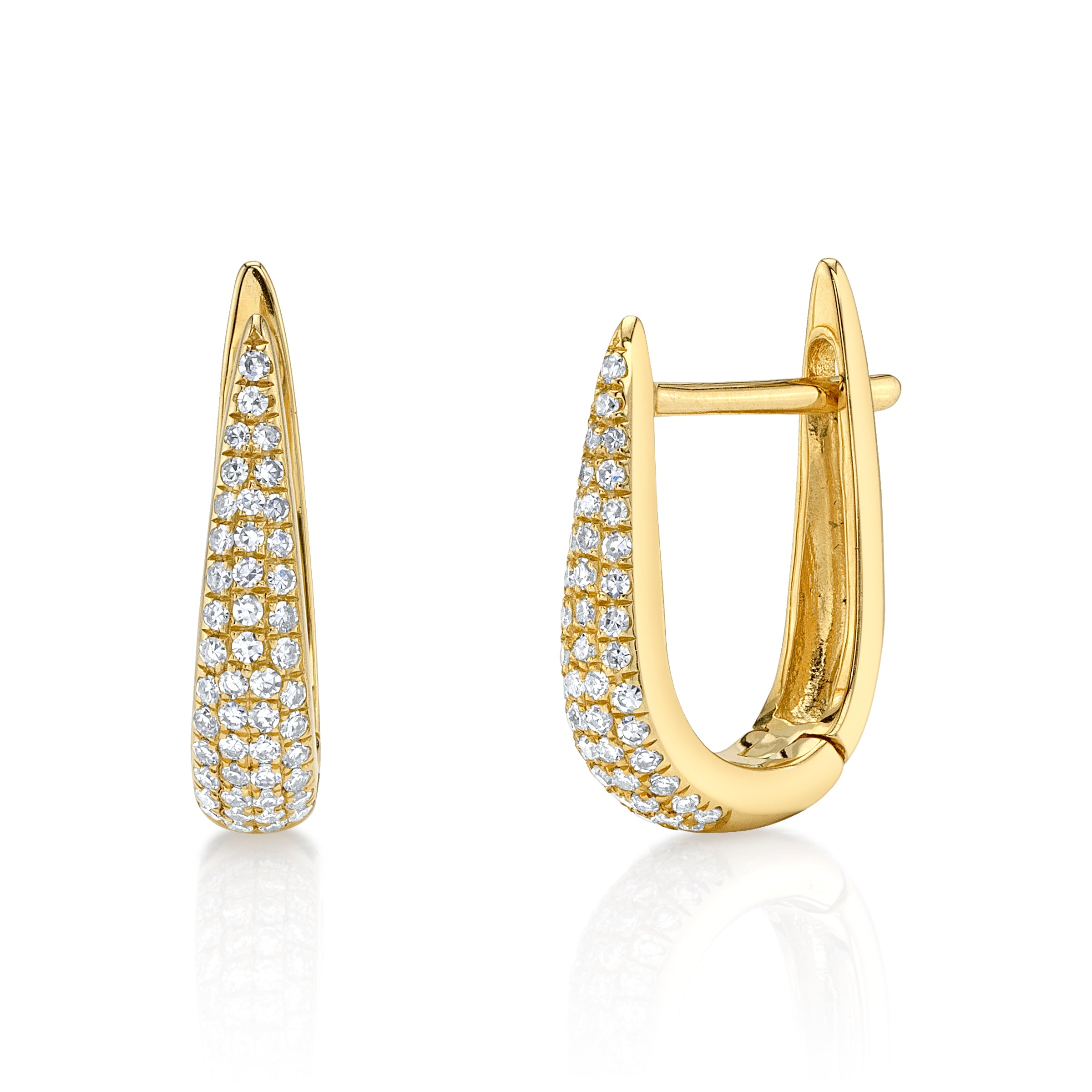 Pave Diamond Pointed-Tear Hoop Hoop Earrings Roseark Deux Pair