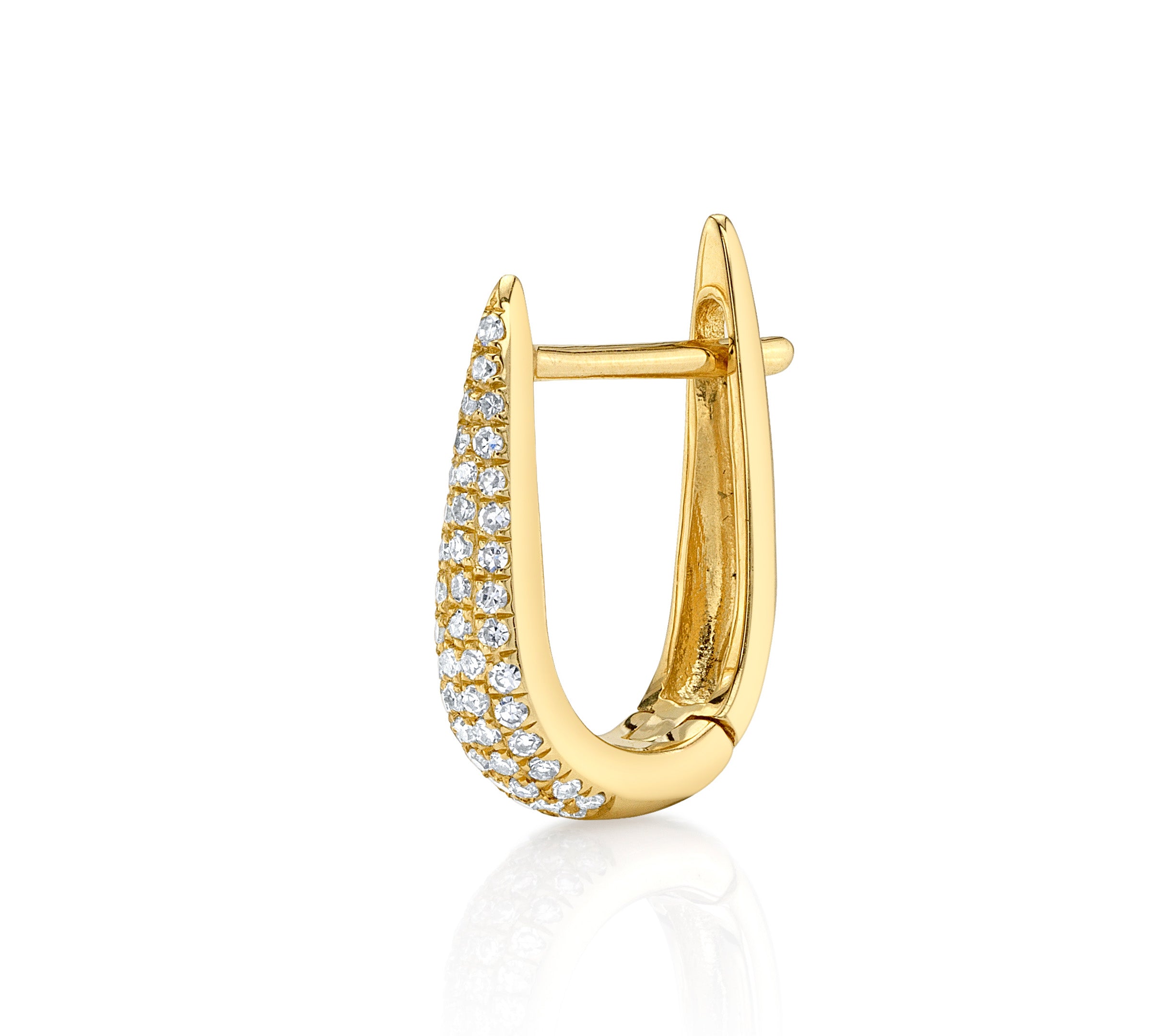 Pave Diamond Pointed-Tear Hoop Hoop Earrings Roseark Deux Single