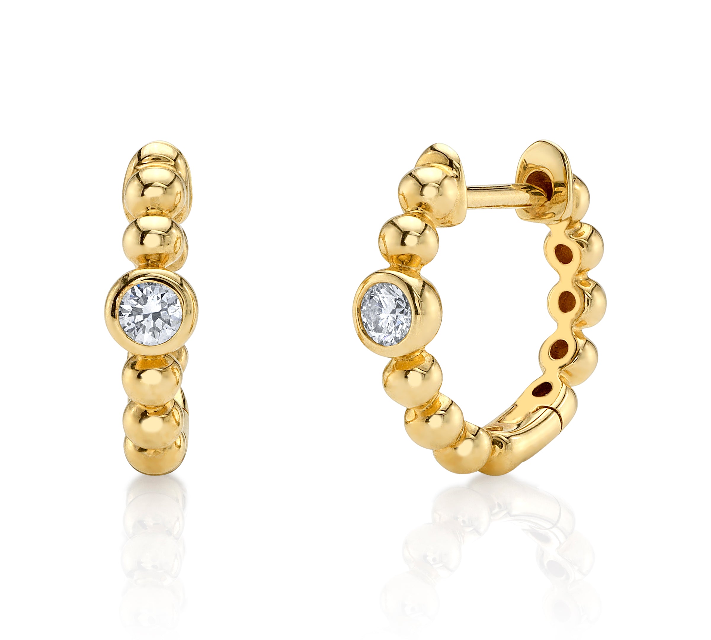 Dotted Bezel Diamond Hoop Hoop Earrings Roseark Deux Pair