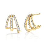 3-Linear Diamond Cuff Stud Ear Cuff Earring Roseark Deux