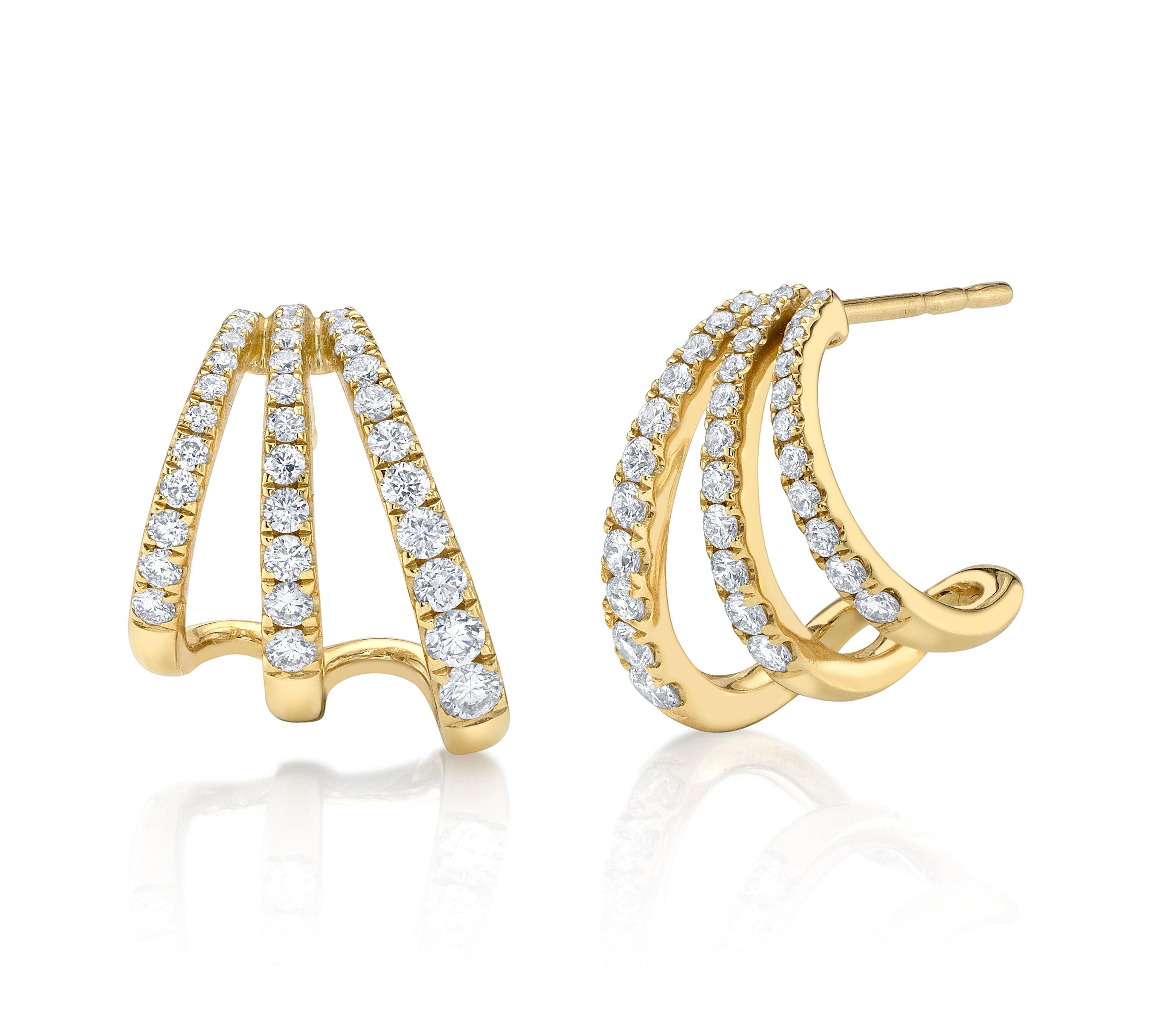 3-Linear Diamond Cuff Stud Ear Cuff Earring Roseark Deux Pair