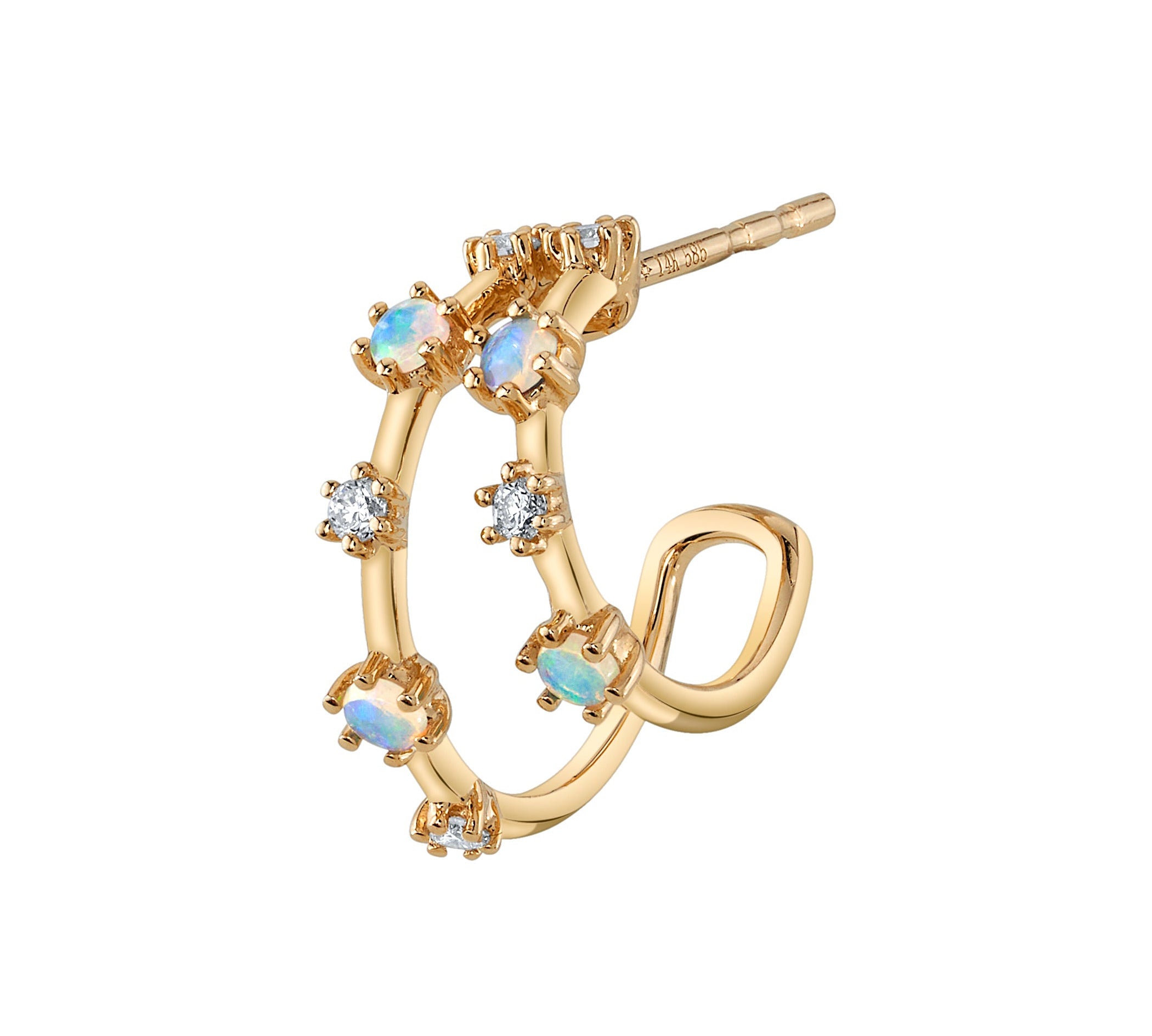 Opal Diamond Half-Huggie Hoop Hoops Earrings Roseark Deux   