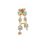 Stone Diamond Half-Huggie Hoop Hoops Earrings Roseark Deux Opal+Diamond Single Left 