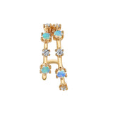 Stone Diamond Half-Huggie Hoop Hoops Earrings Roseark Deux Opal+Diamond Single Right 