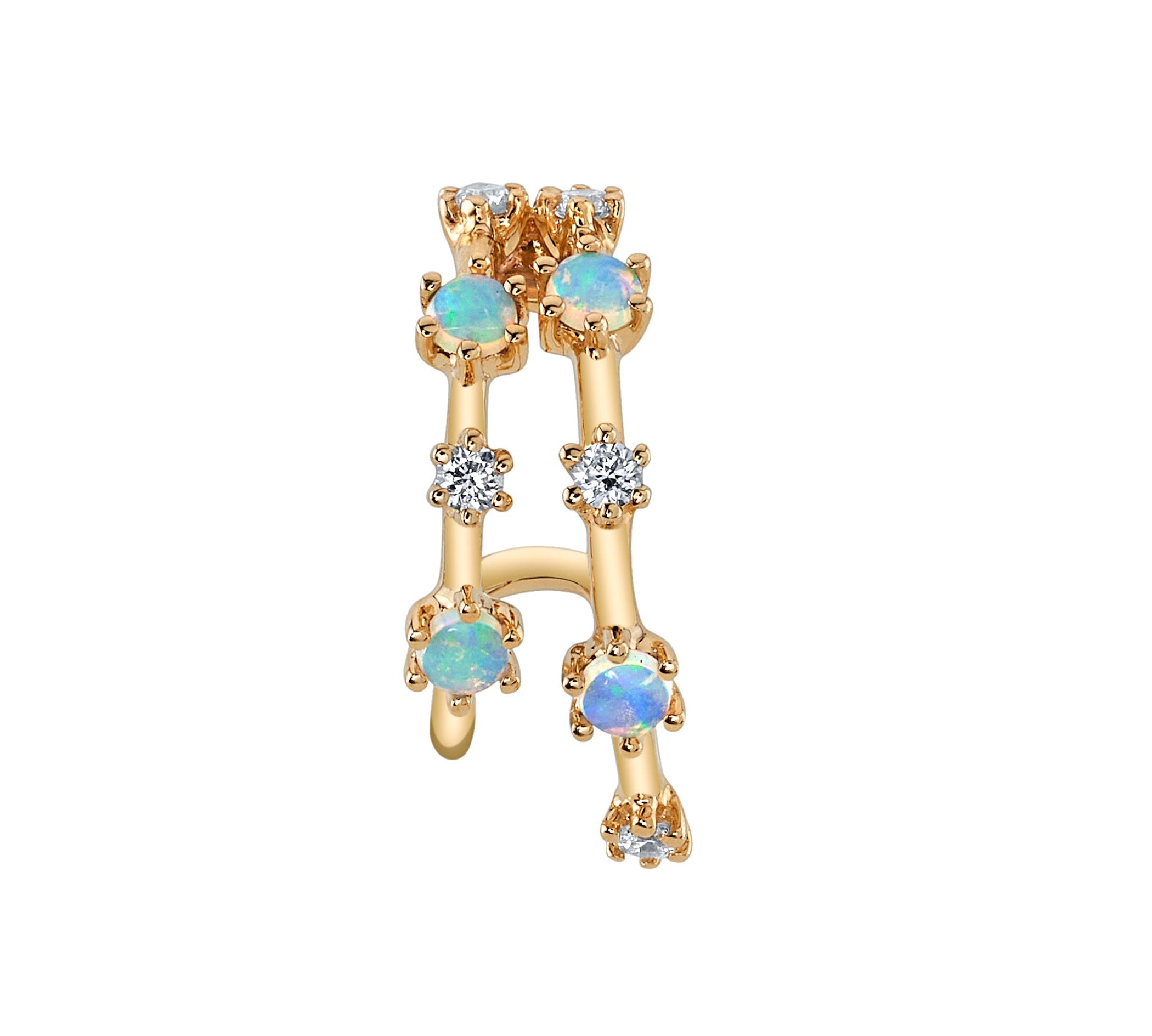 Opal Diamond Half-Huggie Hoop Hoops Earrings Roseark Deux Opal+Diamond Single Right 