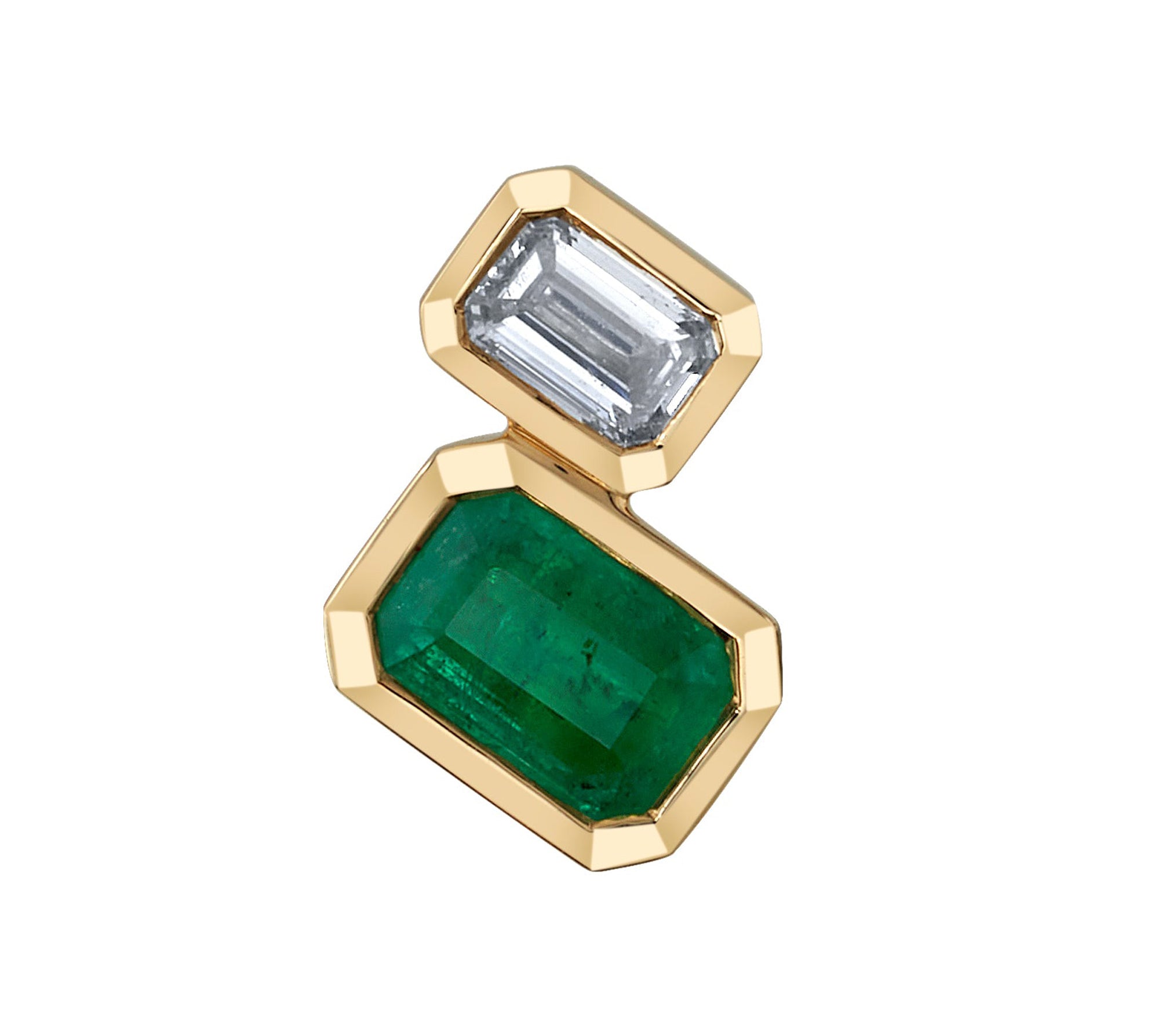 Emerald Diamond Baguette Stud Stud Earrings Roseark Deux Single Right  