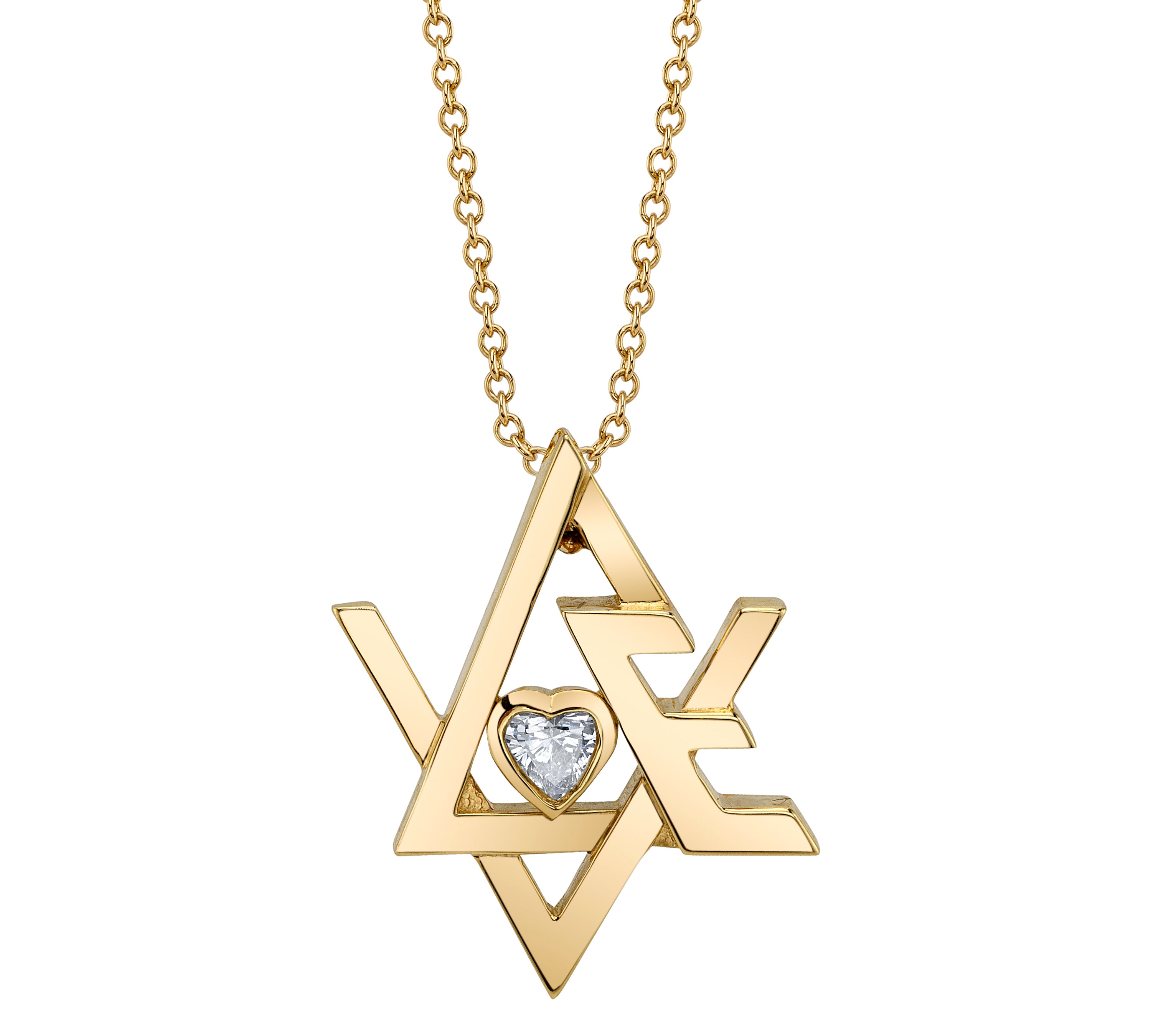 Star of David Diamond "Love" Necklace Pendant Necklace Perez Bitan