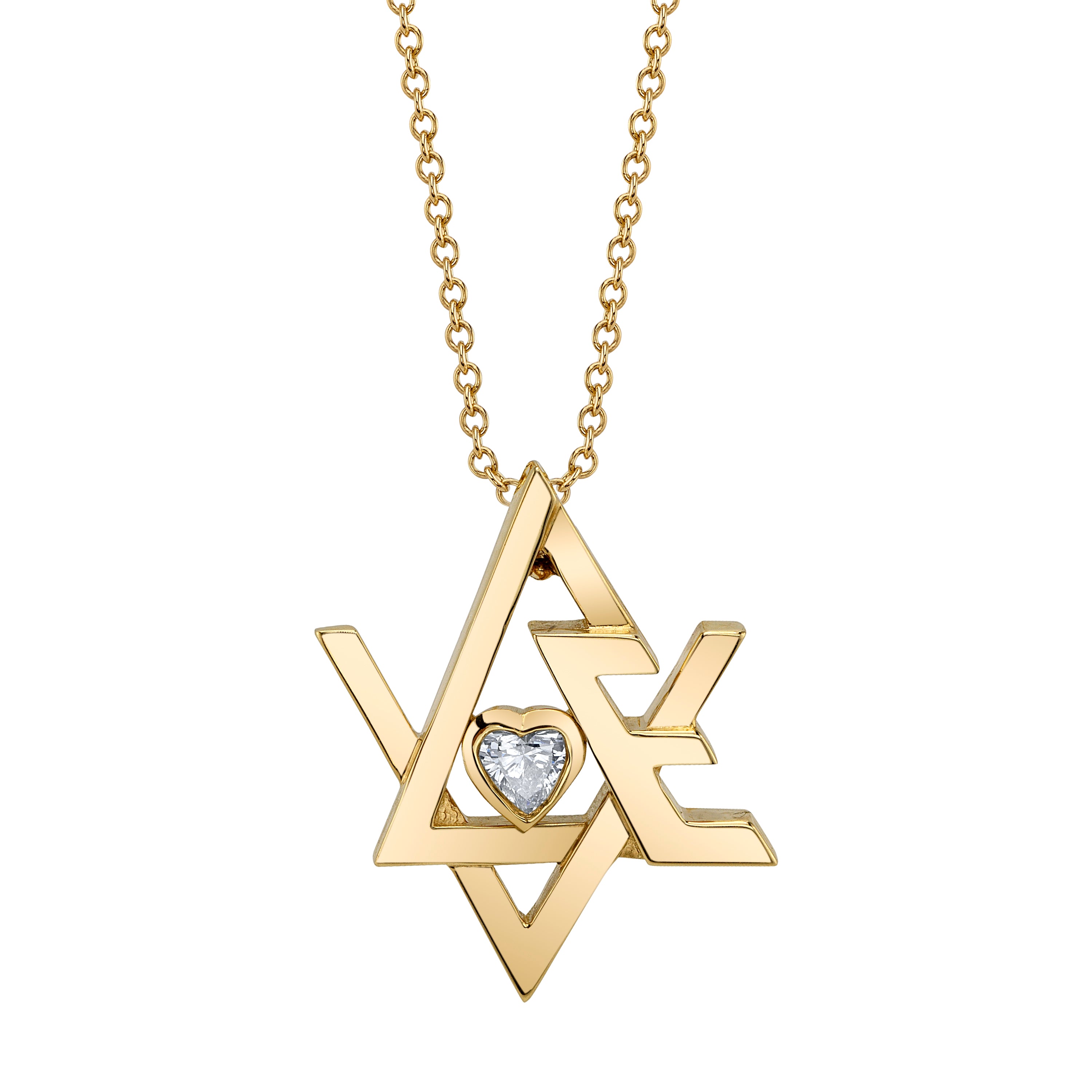 Star of David Diamond "Love" Necklace Pendant Necklace Perez Bitan